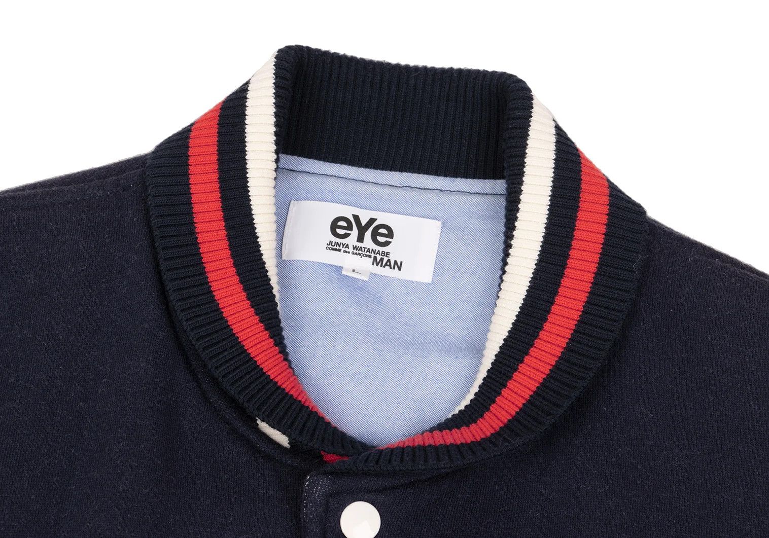 Junya Watanabe Fleece-Lined Sweat Varsity Jacket in Navy, Size L Size US L / EU 52-54 / 3 - 3 Thumbnail