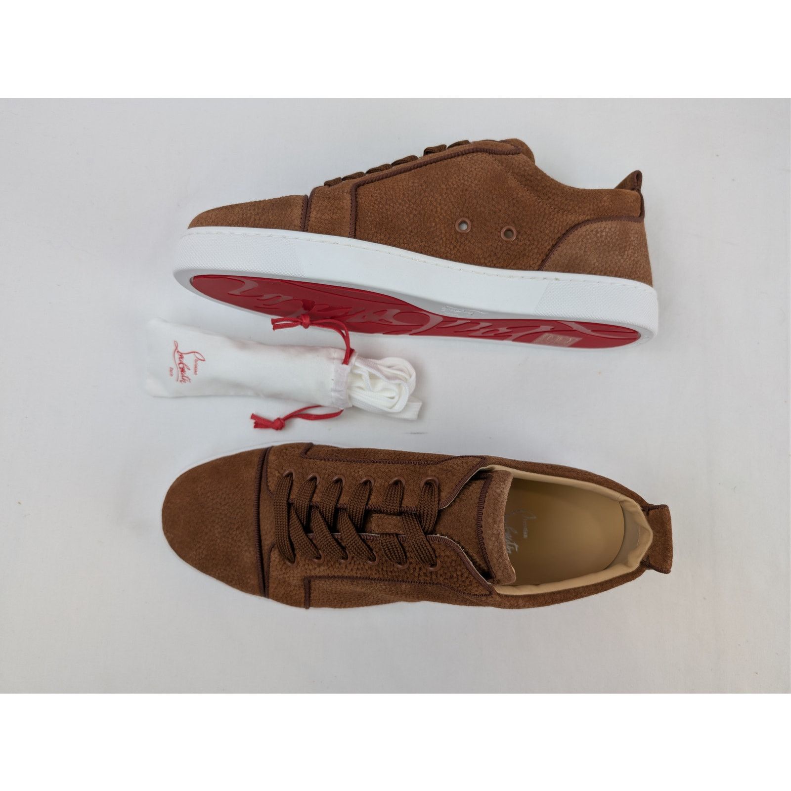 Christian Louboutin o1rshd1 Louis Junior Orlato Flat Shoe Sneakers Brown/White Size US 10 / EU 43 - 1 Thumbnail