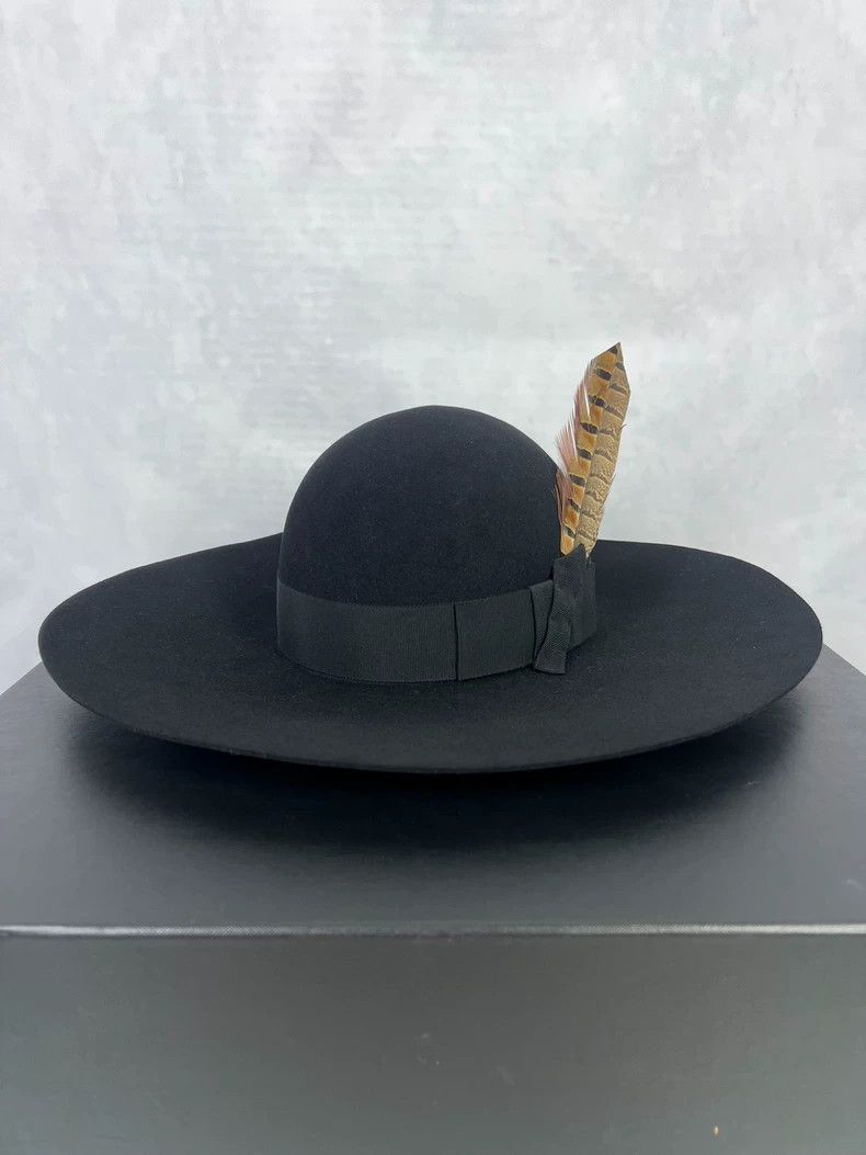 Saint Laurent Paris Saint laurent paris 15ss feathered black wide brim top hat Size ONE SIZE - 1 Thumbnail