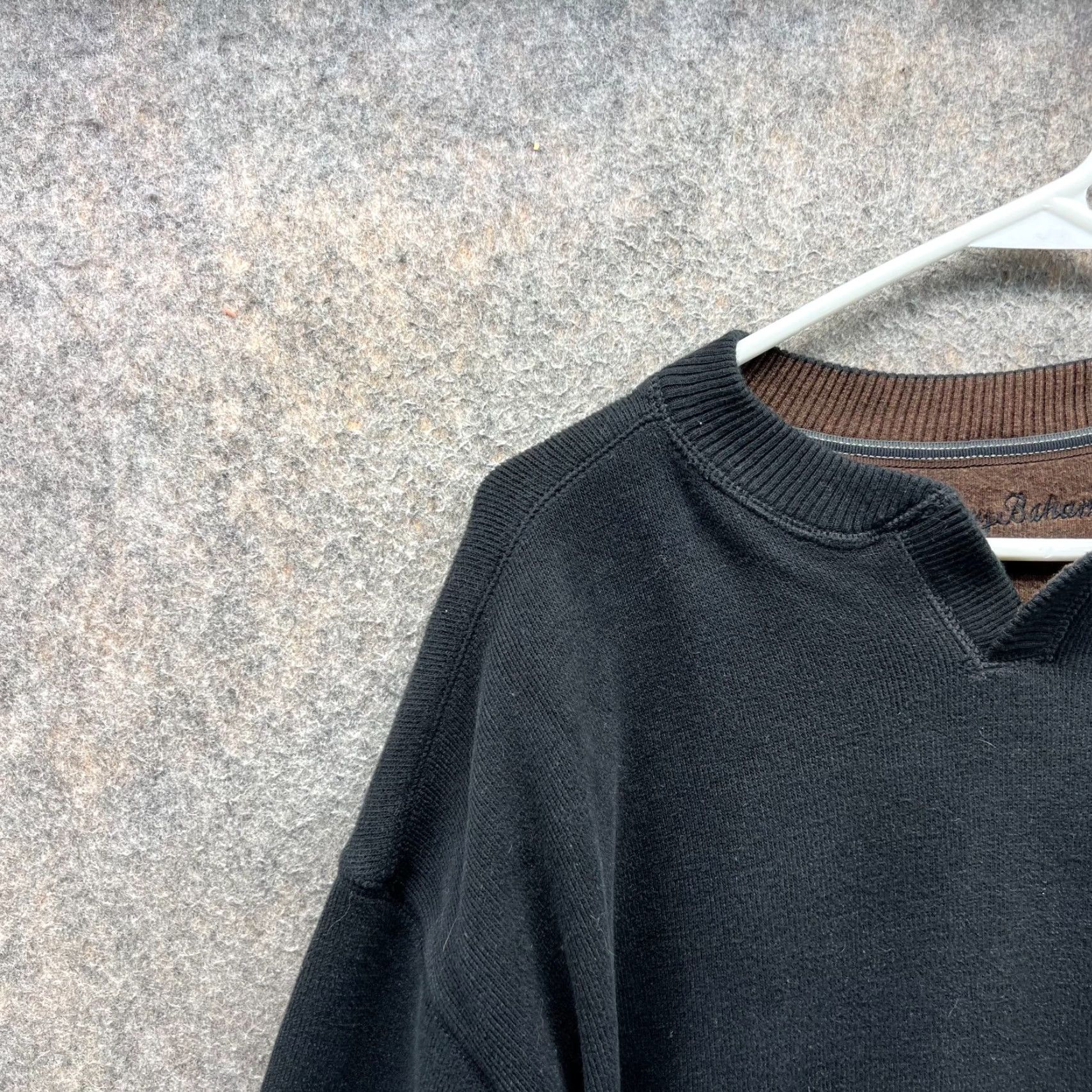 Tommy Bahama VINTAGE Tommy Bahama Pullover Sweater Mens Large Black Reversible Fleece Cotton Crew Neck Short Sleeve? Size US L / EU 52-54 / 3 - 3 Thumbnail