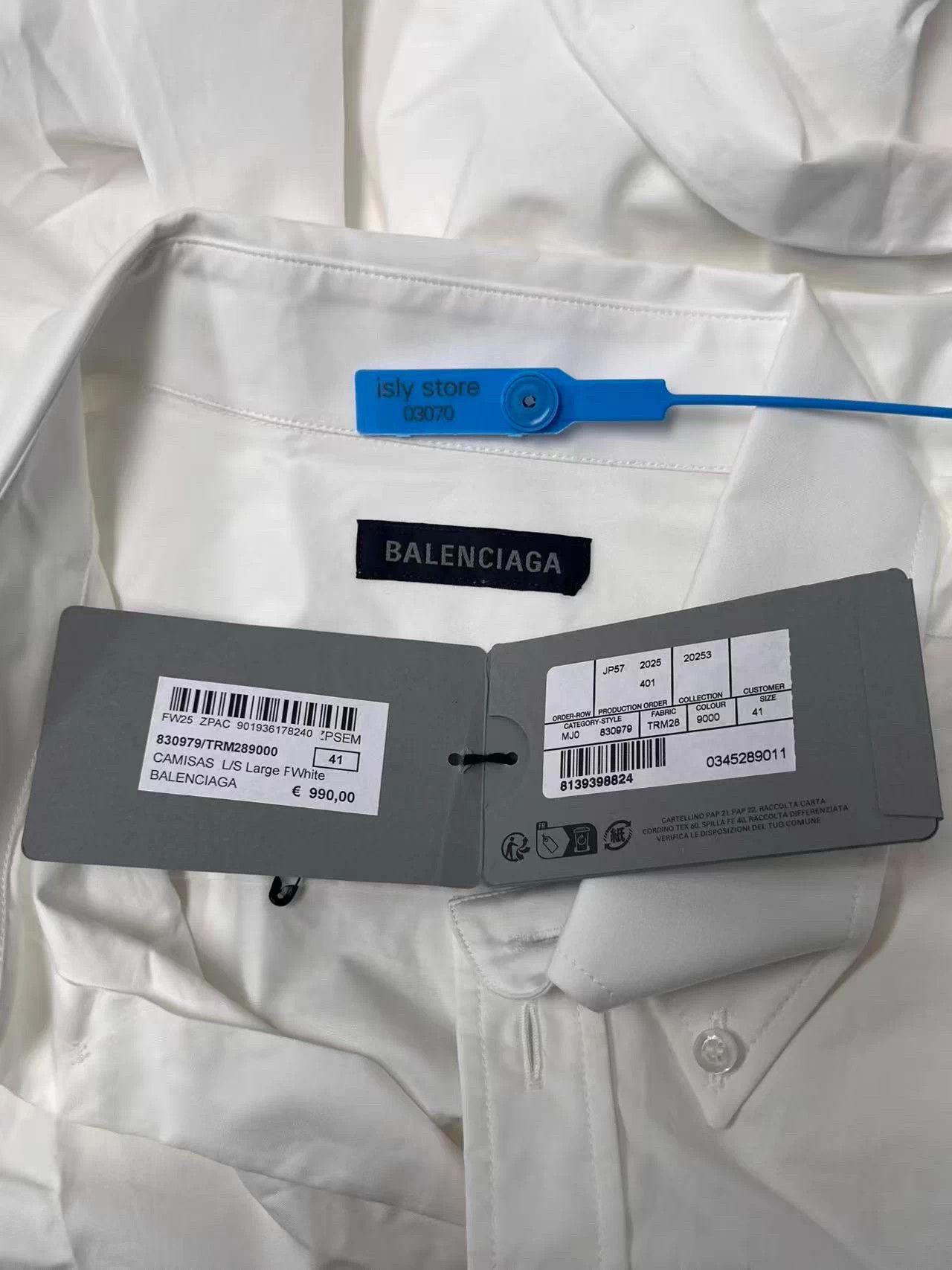 Balenciaga Balenciaga White Logo Oversized Long Sleeve Shirt Men's 41 Size US XS / EU 42 / 0 - 4 Thumbnail