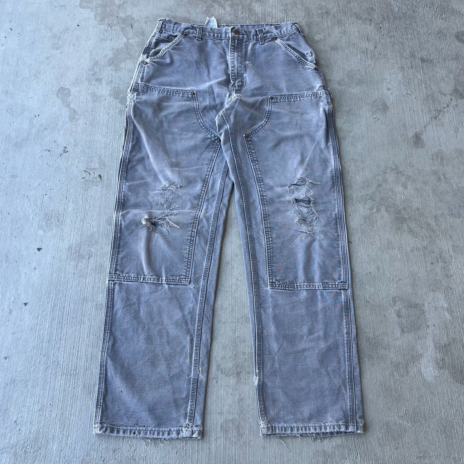 Carhartt Faded Grey Carhartt Double Knee Pants | Grailed