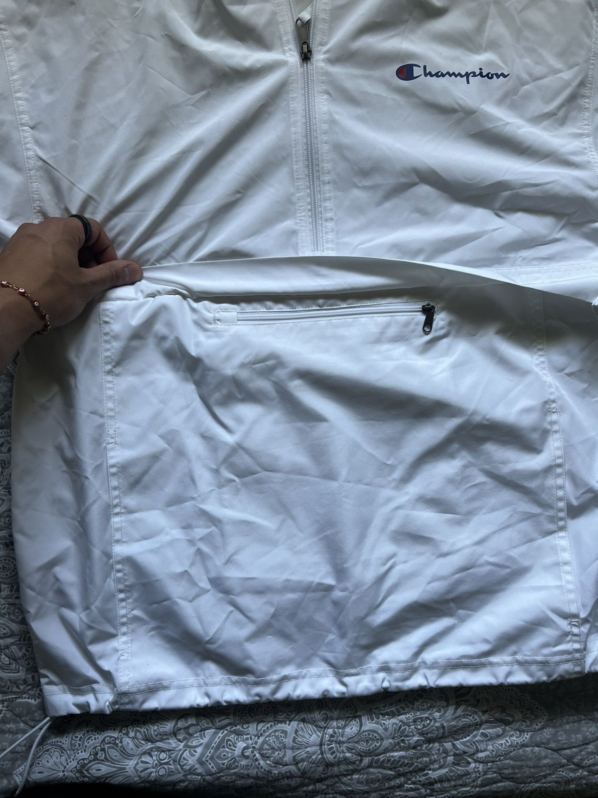 Champion Champion White Half-Zip Packable Windbreaker (M) Size US M / EU 48-50 / 2 - 5 Thumbnail