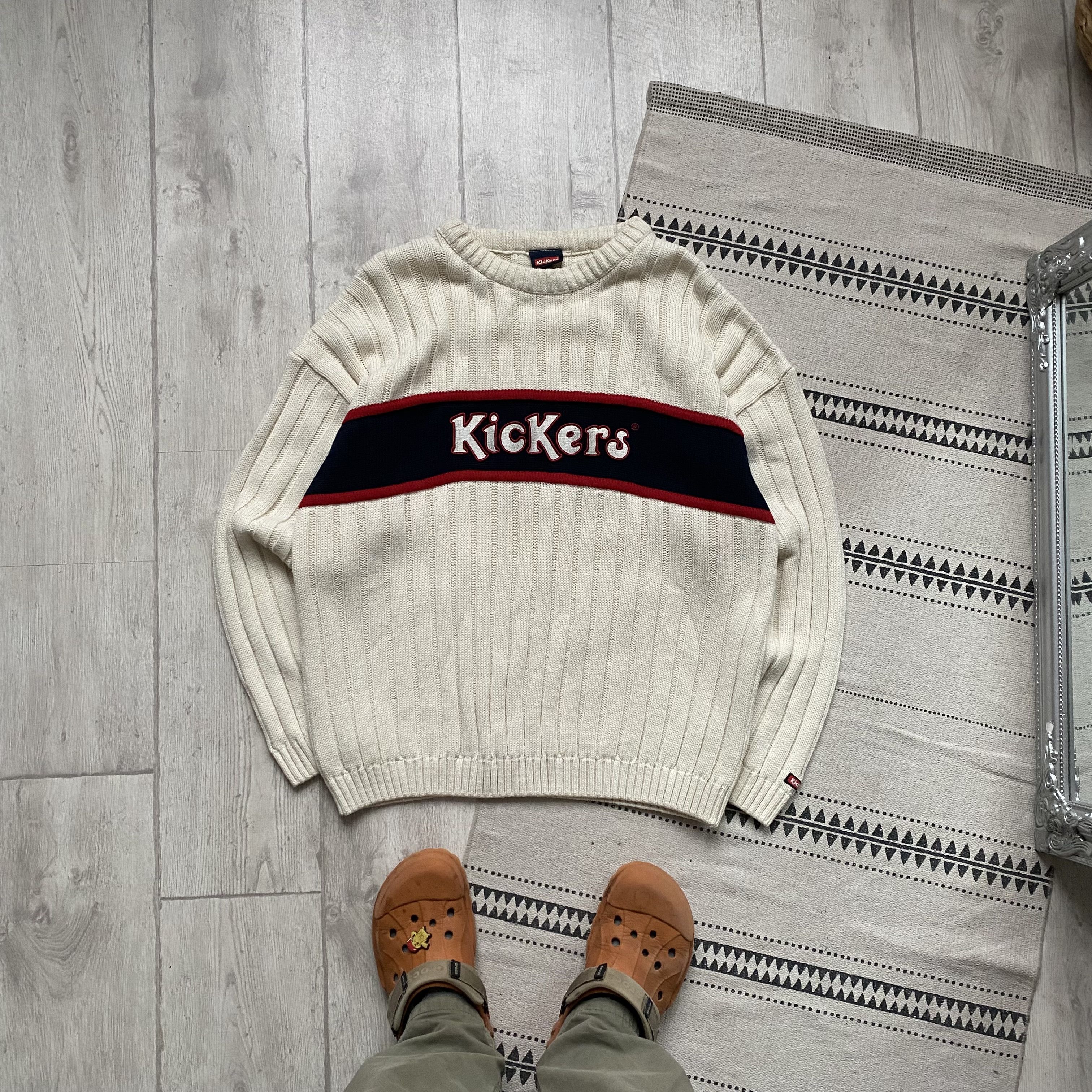 Kickers Vintage 80/90s Cozy Ribbed Knit Wool Sweater KicKers Y2K Size US L / EU 52-54 / 3 - 1 Thumbnail