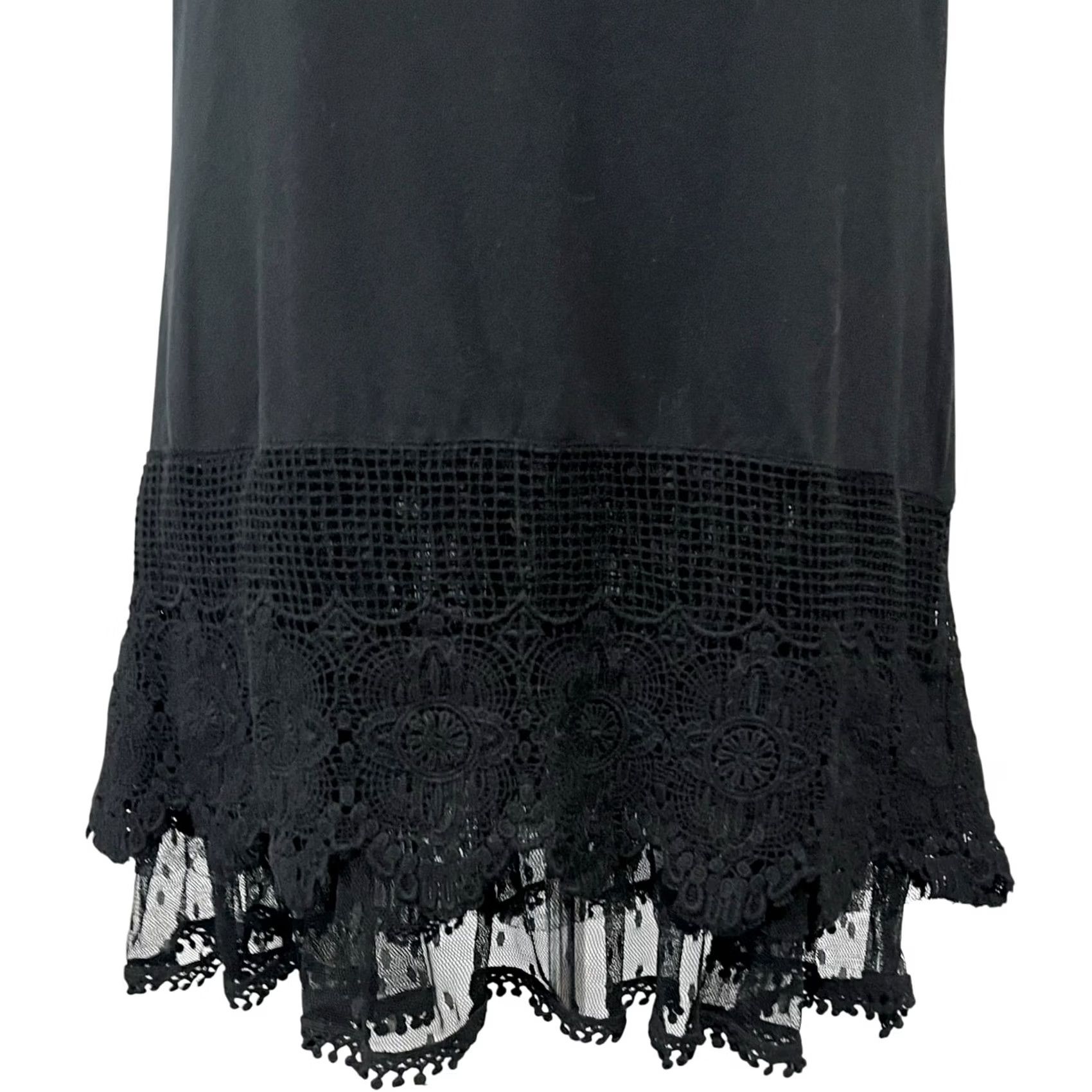 Vintage Winter Lennon Slip Dress Womens S Black Lace Trim Crochet Cami Adjustable Straps Size S / US 4 / IT 40 - 2 Thumbnail