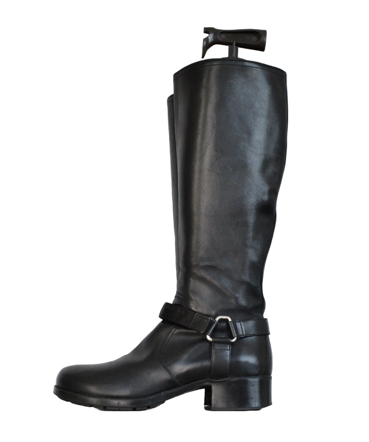 Prada PRADA Boots Logo Belt Biker Moto Zip Tall Shoes Black Size US 7 / IT 37 - 3 Thumbnail