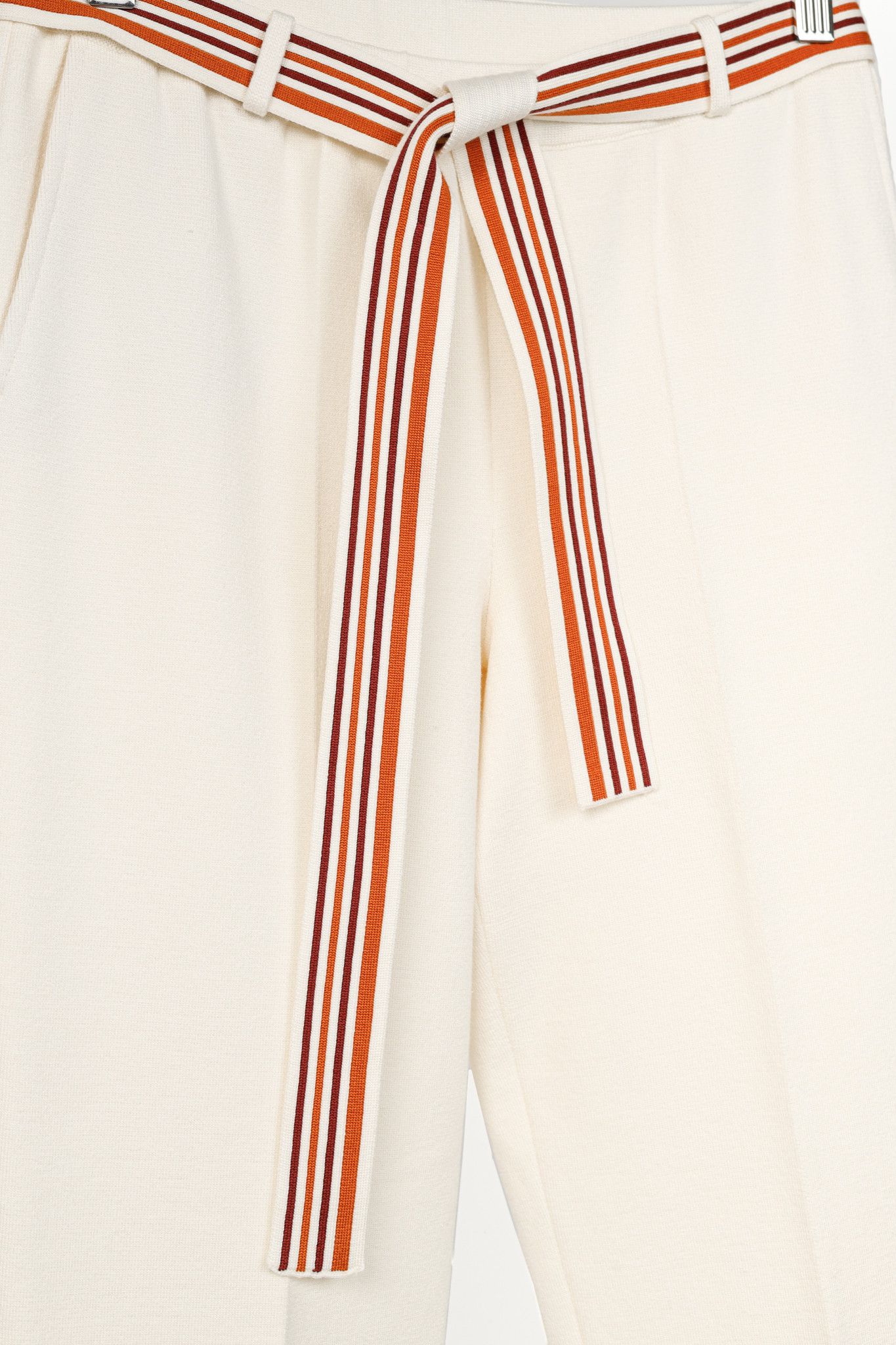 Loro Piana Loro Piana Ivory Silk & Cotton Knit Stripe-Belt Pants Size 27" / US 4 / IT 40 - 7 Thumbnail