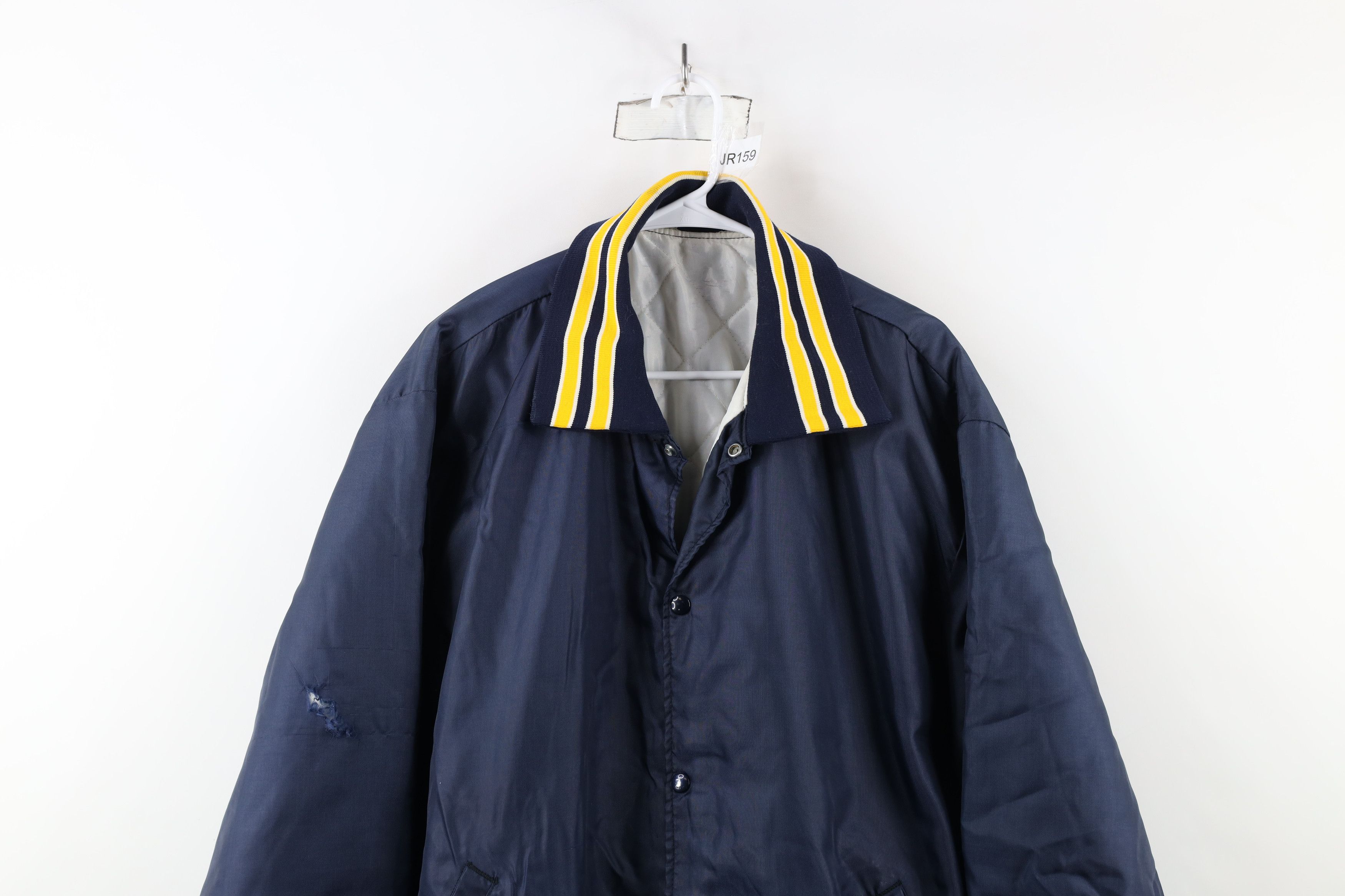 Vintage Vintage 80s 90s Streetwear Quilted Button Bomber Jacket Blue Size US XXL / EU 58 / 5 - 2 Thumbnail