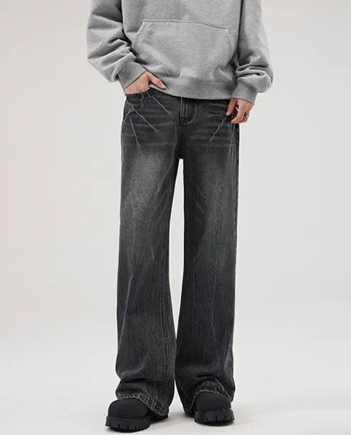 Japanese Brand American retro lightning crack loose bootcut jeans Size US 32 / EU 48 - 1 Thumbnail