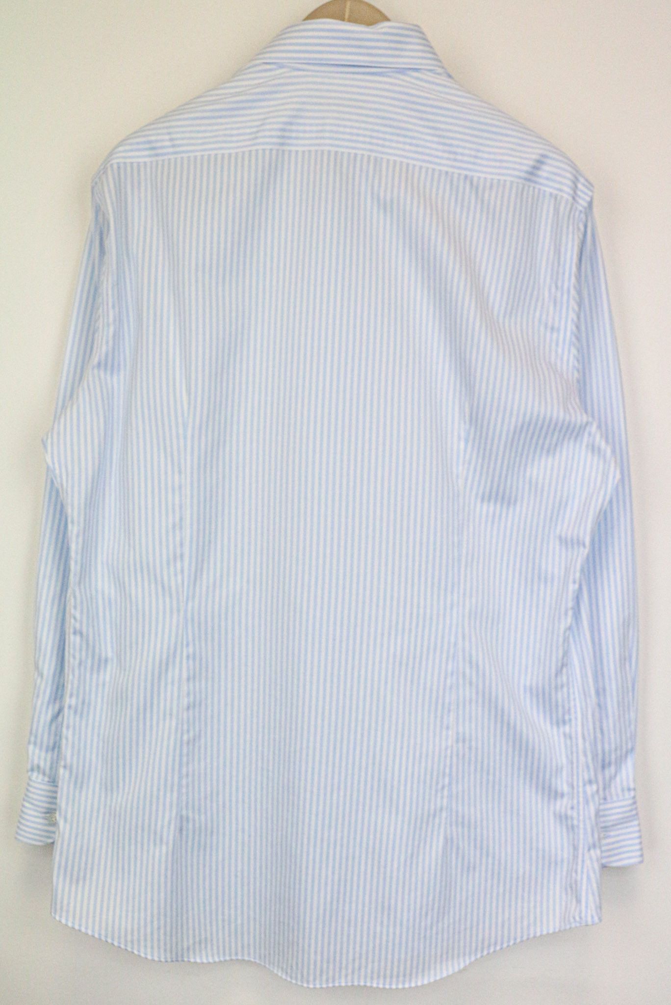 Suitsupply TRAVELLER 43 Extra Slim Blue Cotton Stripes Shirt 76363 Size 44R - 2 Thumbnail