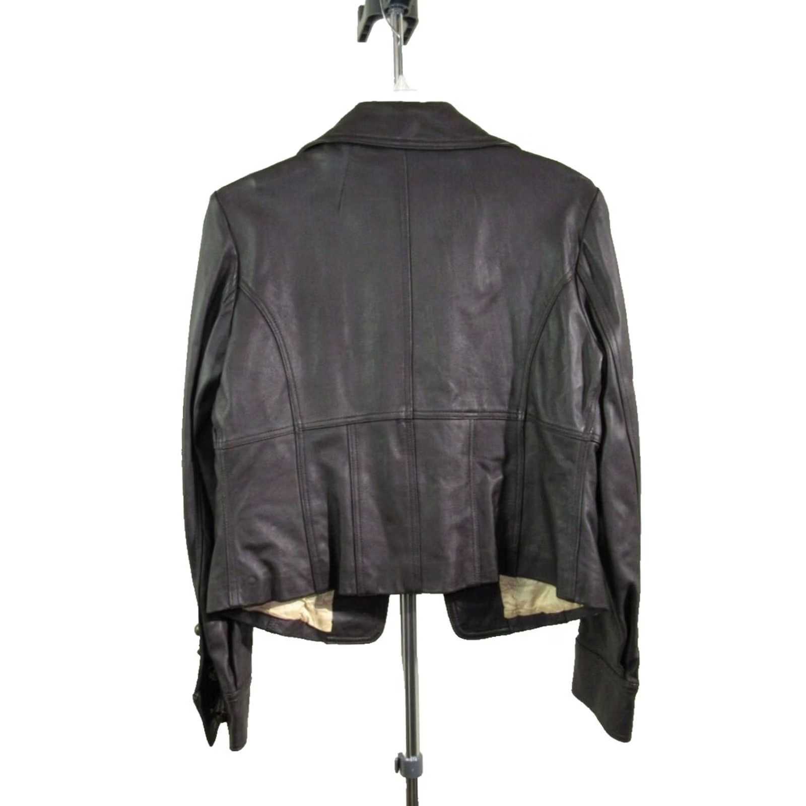 Bebe Bebe Women's Brown Leather Jacket Large Rock Punk | Pre-Owned, Pockets, Button Closure, Short Jacket, Regular Size, Fall/Spring/Summer/Winter | Women Size L / US 10 / IT 46 - 3 Thumbnail