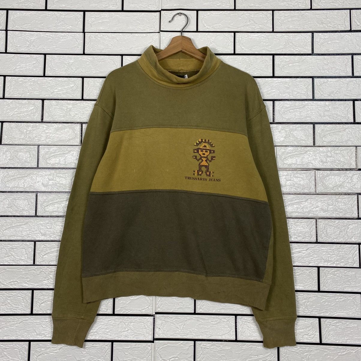 Japanese Brand Vintage Turtle Neck Sweatshirt Trussardi Big Logo Size US M / EU 48-50 / 2 - 2 Thumbnail
