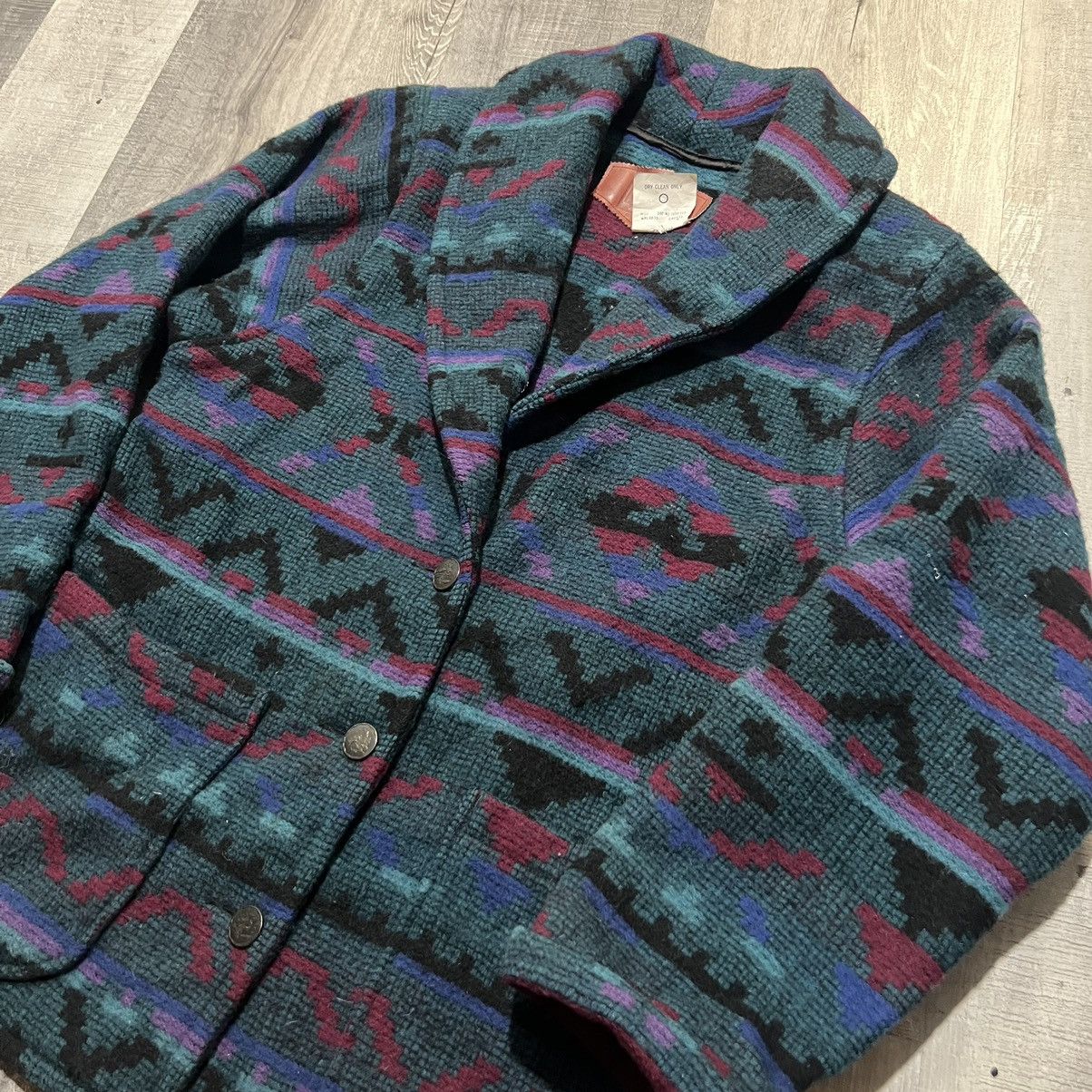Vintage × Woolrich Woolen Mills VTG Woolrich Womans Heavy Wool Teal Southwestern Aztec Coat Size S / US 4 / IT 40 - 2 Thumbnail