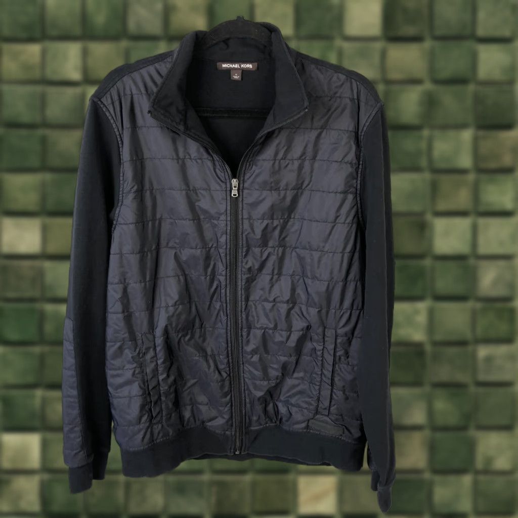 Michael Kors Michael Kors Jacket Mens XL Black Quilted Nylon Front Knit Bomber Full Zip Size US XL / EU 56 / 4 - 1 Thumbnail