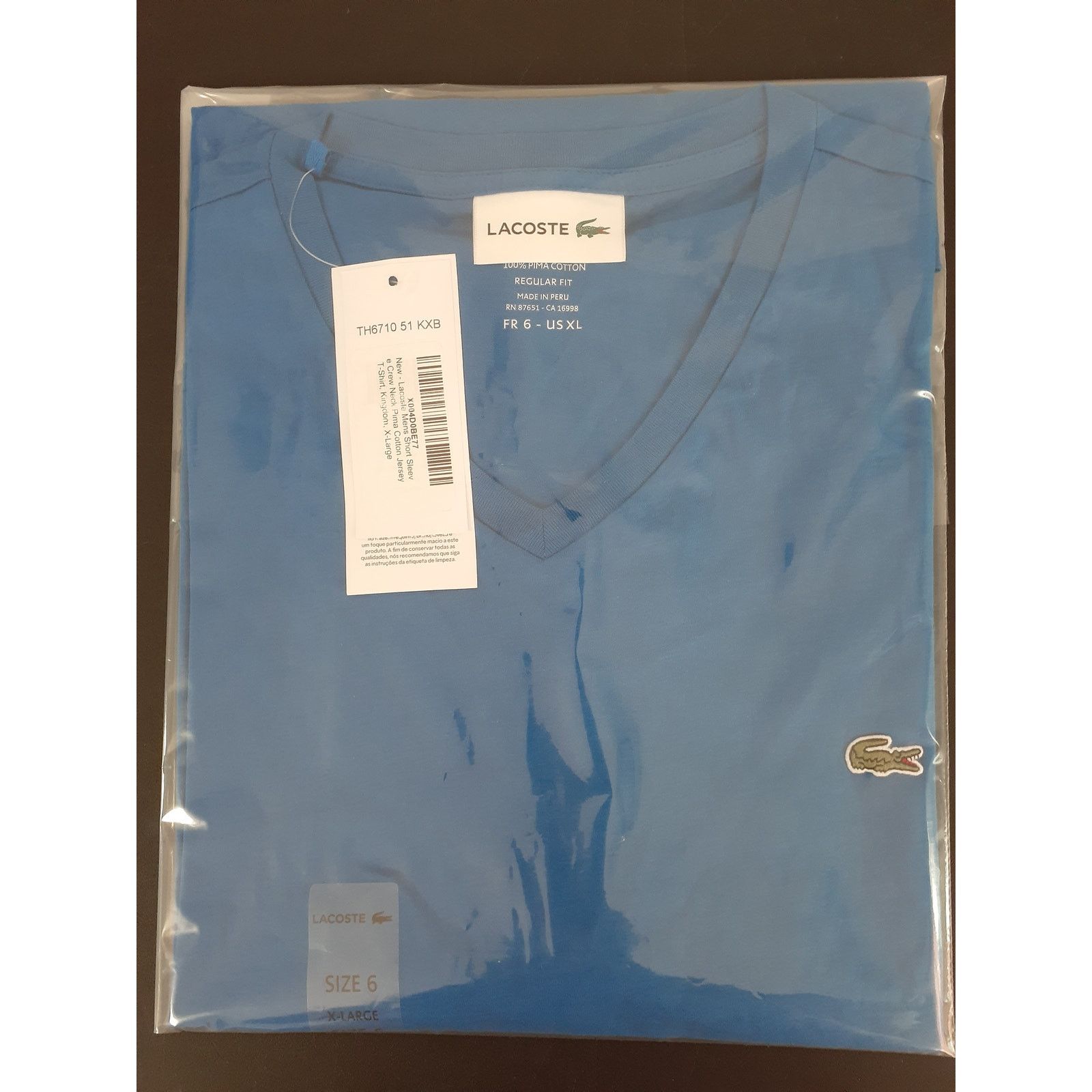 Lacoste Lacoste Mens Short Sleeve Pima Cotton Jersey T-Shirt Blue XL Size US XL / EU 56 / 4 - 2 Thumbnail