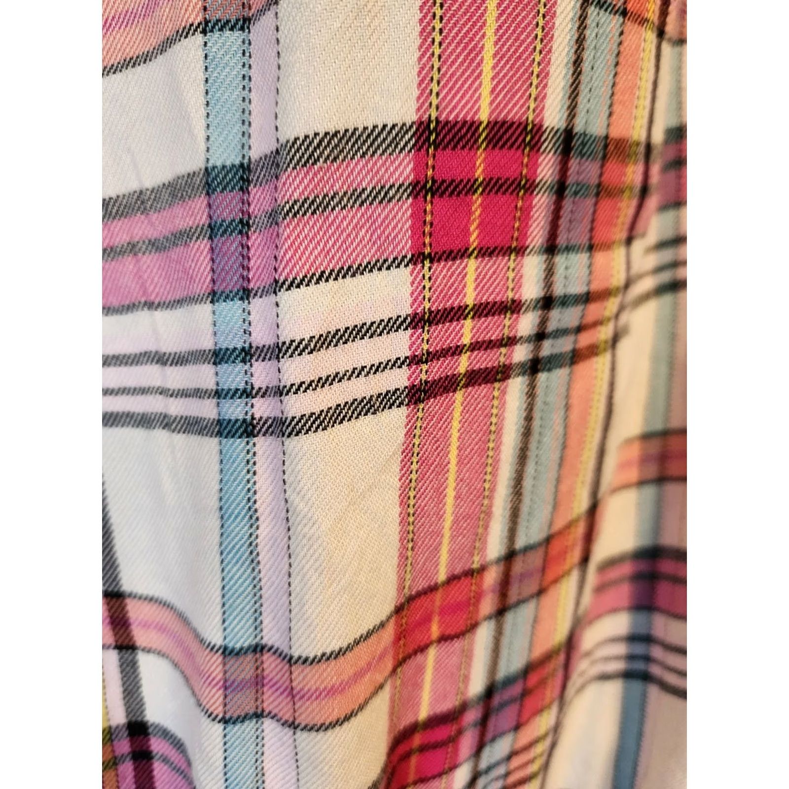 Vintage Lane Bryant Top Womens 18/20 White Plaid Flannel Blouson Red Blue Measurements Description Size XXL / US 16-18 / IT 52-54 - 5 Thumbnail