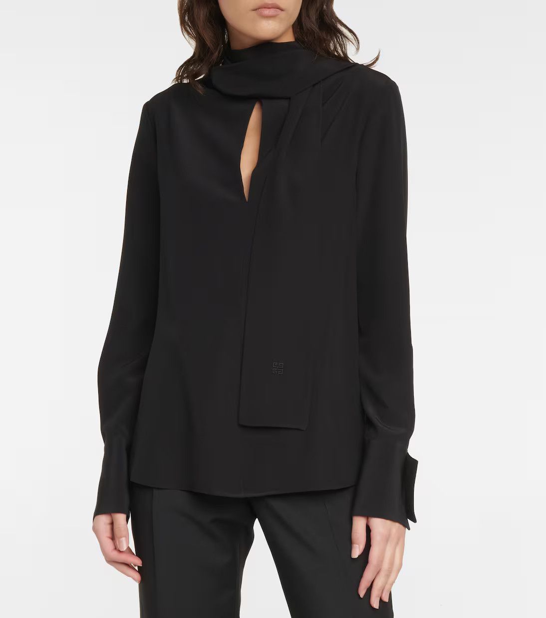 Givenchy o1loc1c0824 Tie Neck Blouse in Black Size L / US 10 / IT 46 - 4 Thumbnail