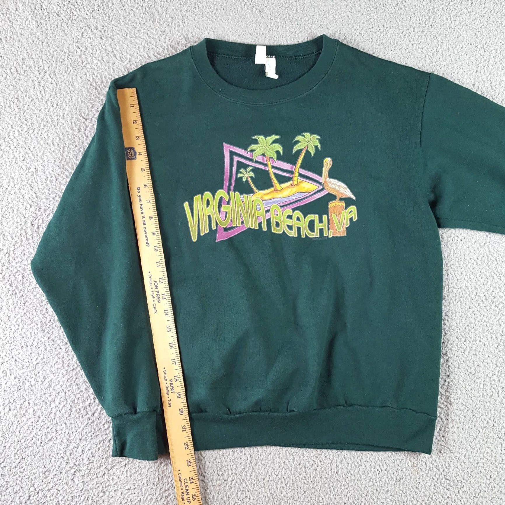 Vintage VINTAGE 80s Vaporwave Virginia Beach Pullover Sweatshirt Crewneck L Green Men/Adult Regular Size L Outrun Size US L / EU 52-54 / 3 - 5 Thumbnail