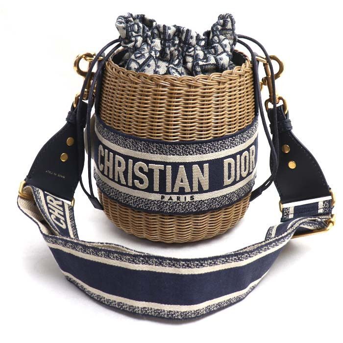 Dior Dior Dior Oblique Wicker Raffia Bucket Bag Plant-based Shoulder Bag M7600CMVO918U DUTY FREE for USA Size ONE SIZE - 1 Thumbnail