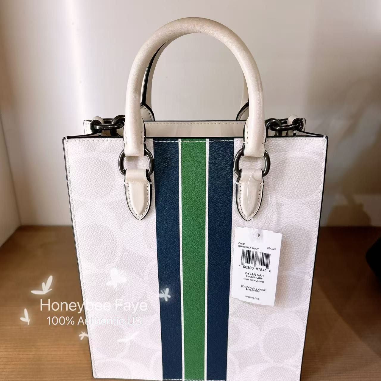 Coach Dylan Tote Bag In Signature Canvas With Varsity Stripe CBI38 Size ONE SIZE - 3 Thumbnail