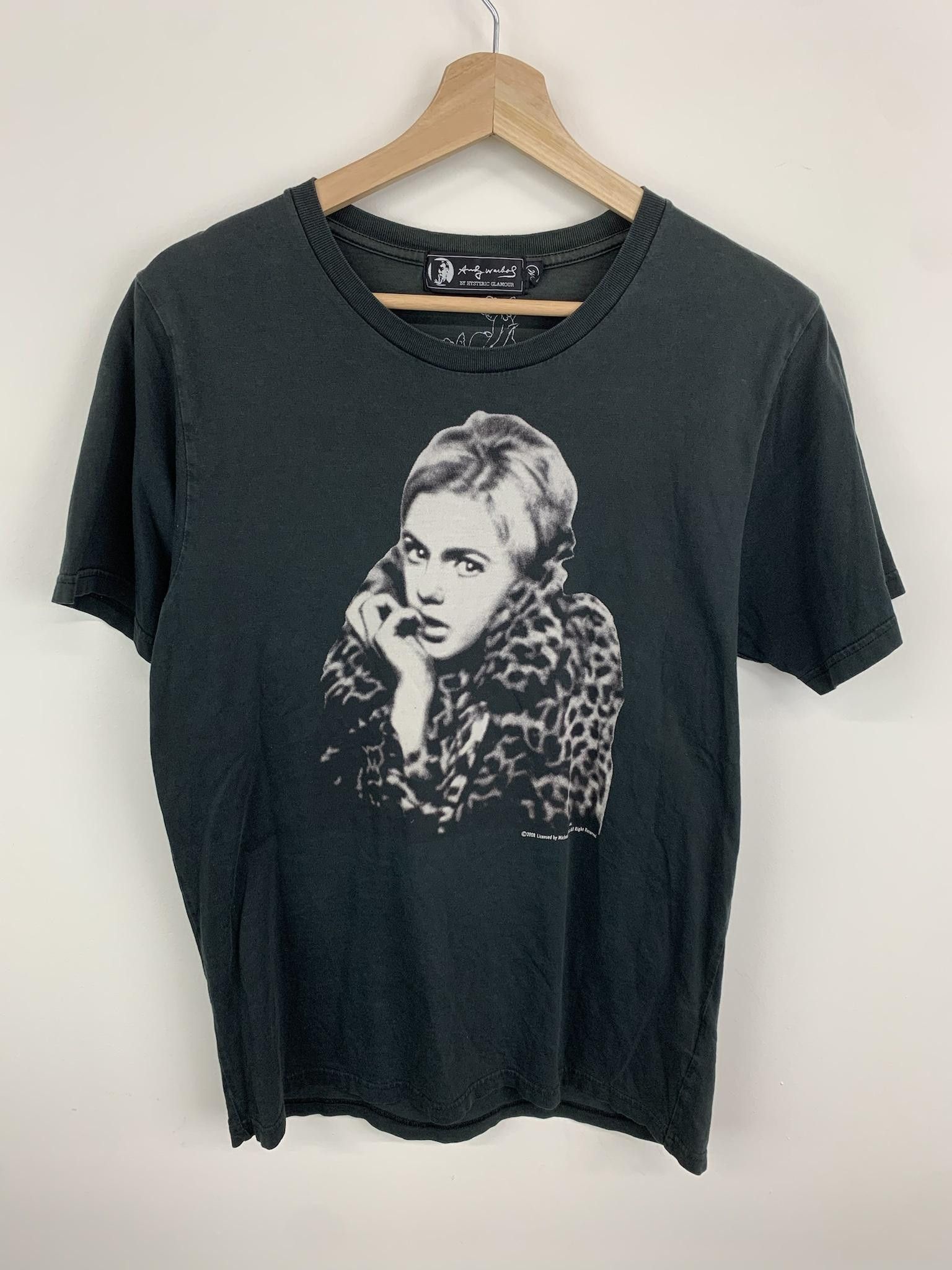 image of Hysteric Glamour X Andy Warhol 2008 Edie Sedgwick Tee in Black, Men's (Size Medium)