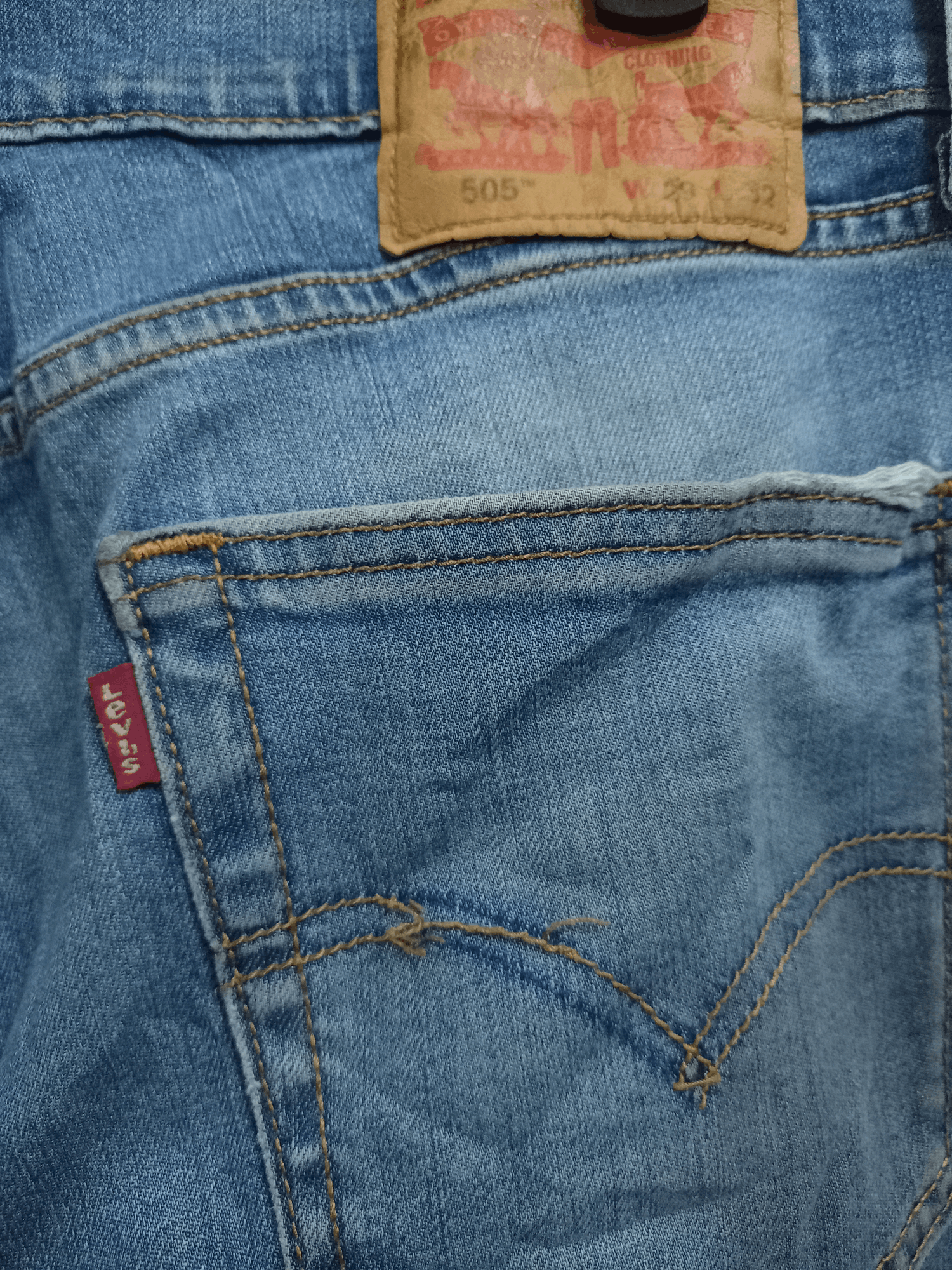 Levi's × Levi's Vintage Clothing Vintage Levis 505 Western Blue Wash Distressed Jeans 30x27 Size US 30 / EU 46 - 8 Thumbnail