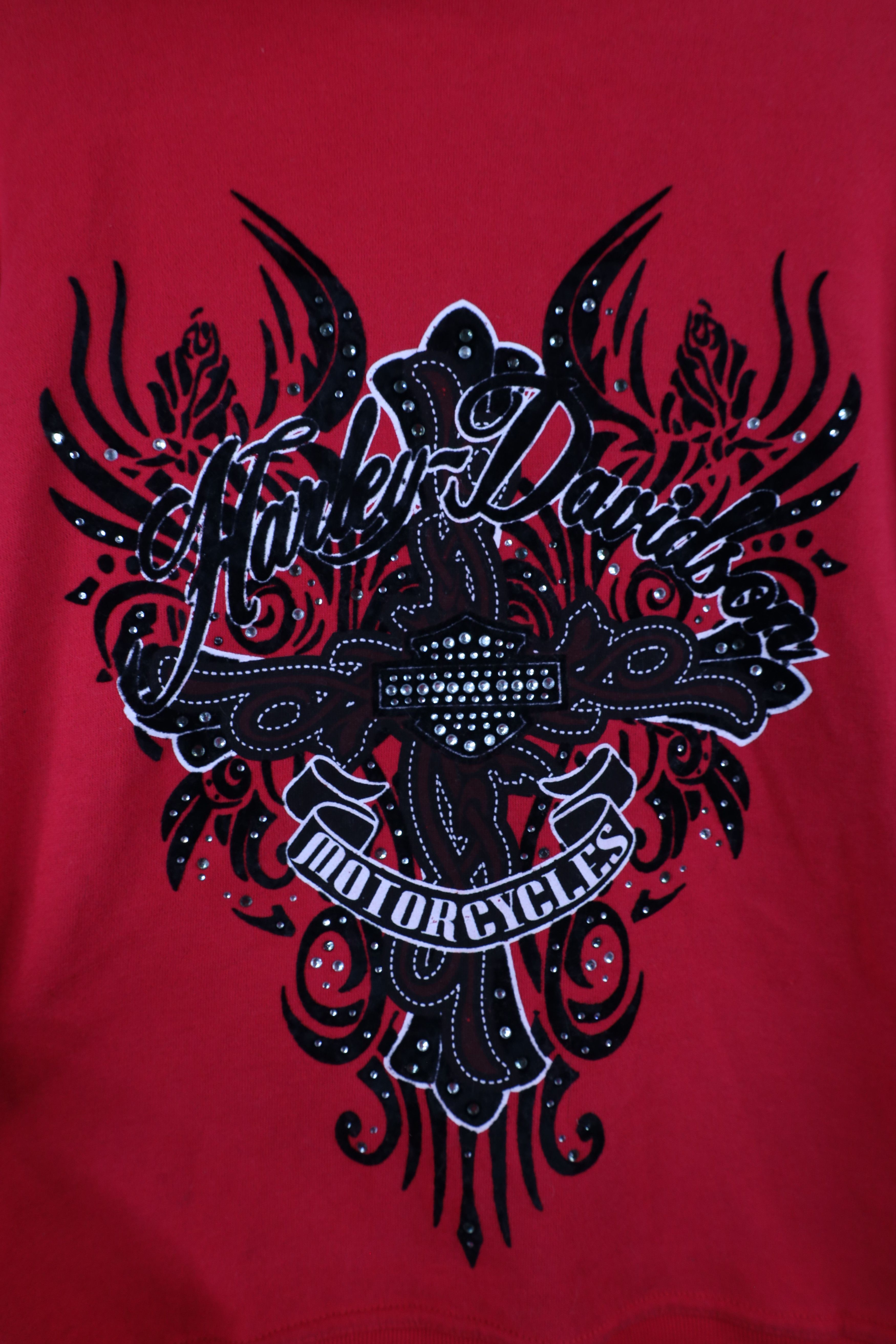 Harley Davidson × Vintage Vintage Y2K Harley Davidson Rose Sequin Full Zip Hoodie Size L / US 10 / IT 46 - 12 Thumbnail