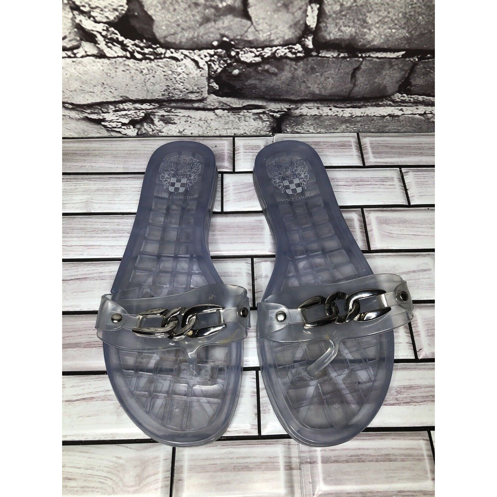 Vince Camuto Vince Camuto Clear Rubber Chain Casual Thong Slides Sandals Size US 6 / IT 36 - 2 Thumbnail