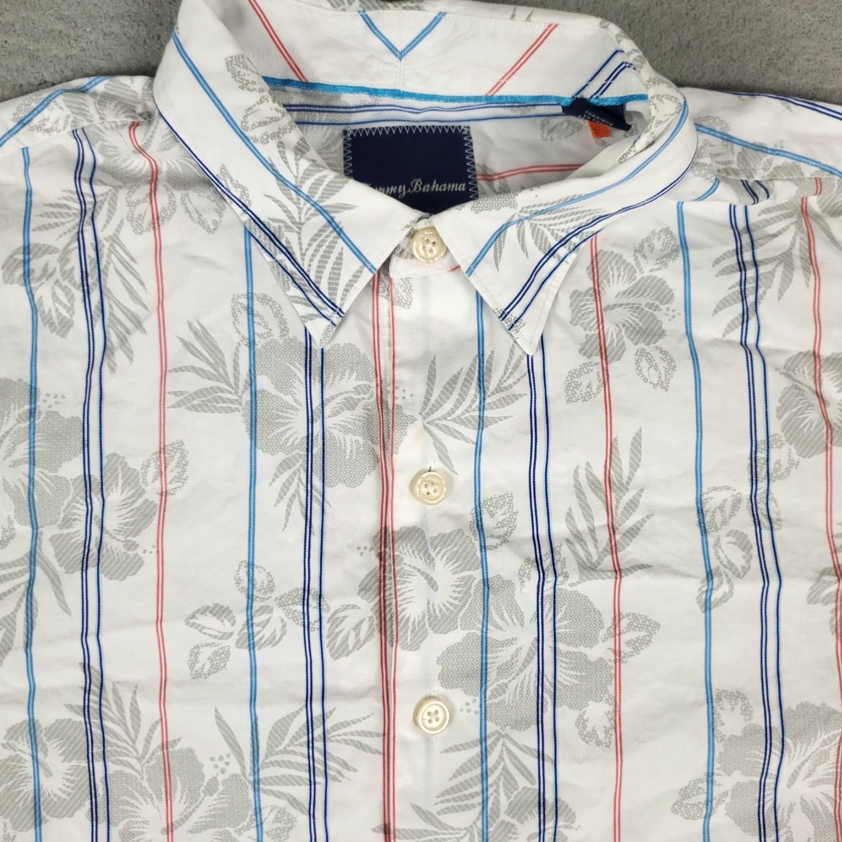 Tommy Bahama Tommy Bahama Shirt Mens Large Gray Floral Striped Cotton Button Up Long Sleeve Size US L / EU 52-54 / 3 - 2 Thumbnail