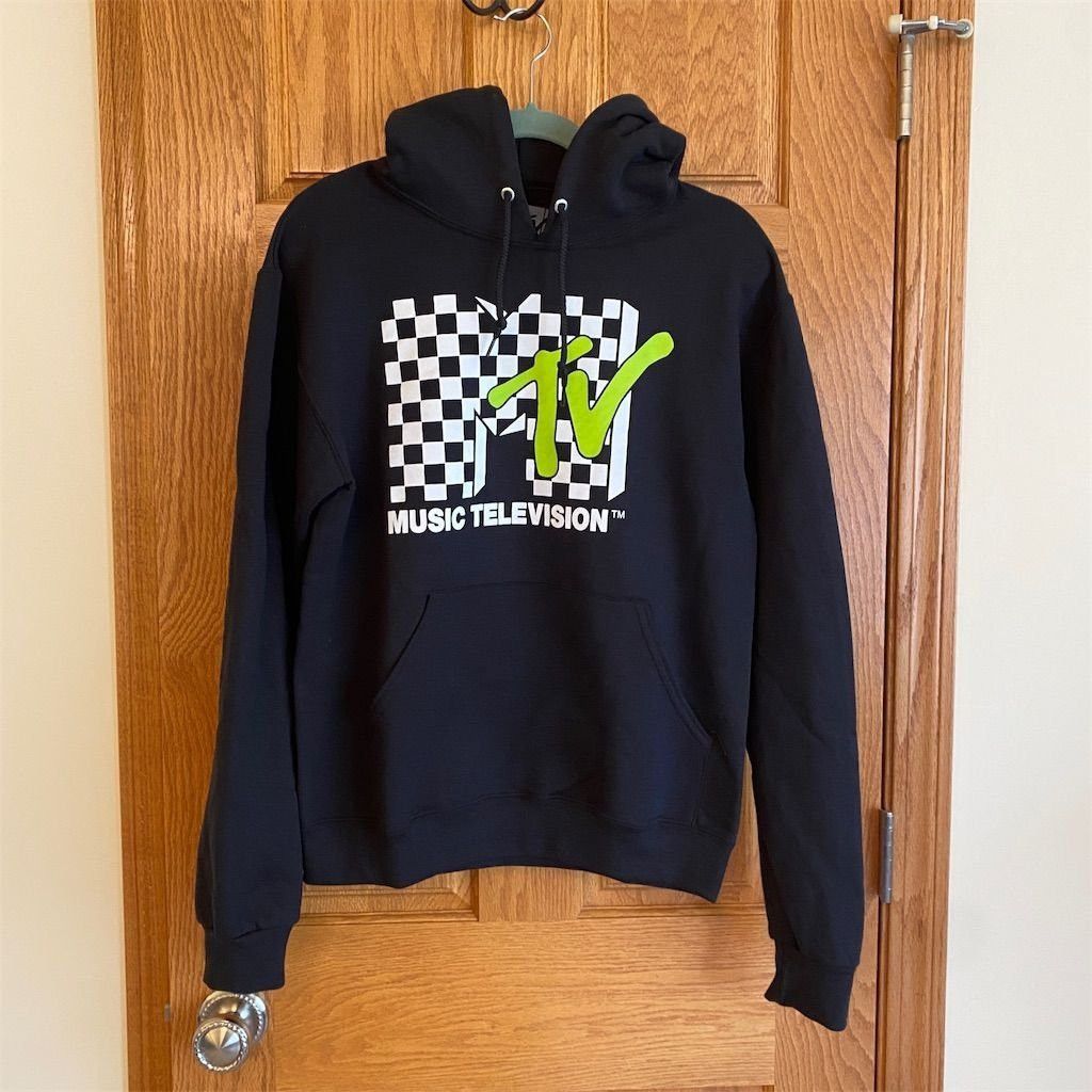 Mtv Men's MTV Classic Logo Checkered Hoodie Black/Green Size S Size US S / EU 44-46 / 1 - 1 Thumbnail