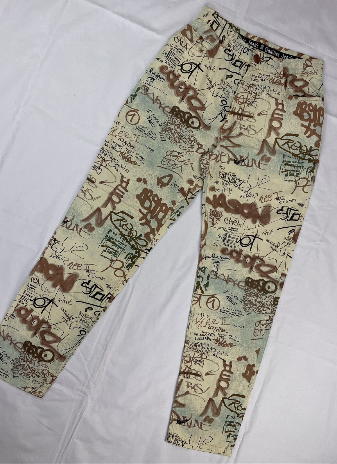 Jean Paul Gaultier SS1994 Jean Paul Gaultier Graffiti Print Pants Vintage Size 27" / US 4 / IT 40 - 3 Thumbnail
