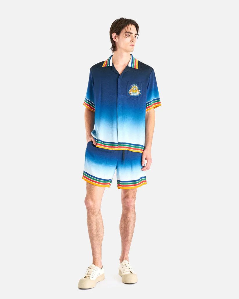 Casablanca o1s1v1r1oon0925 Musique Silk Shorts with Drawstrings in Blue Size US 38 / EU 54 - 6 Thumbnail