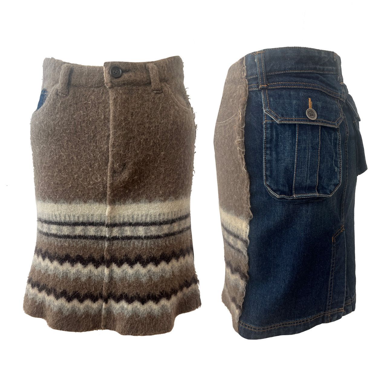 Tricot Comme des Garcons Hybrid Denim Wool Skirt Size 28" / US 6 / IT 42 - 1 Thumbnail