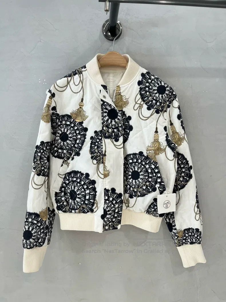 Hermes Dark Navy Blue Silk Windbreaker Zip-up Jacket