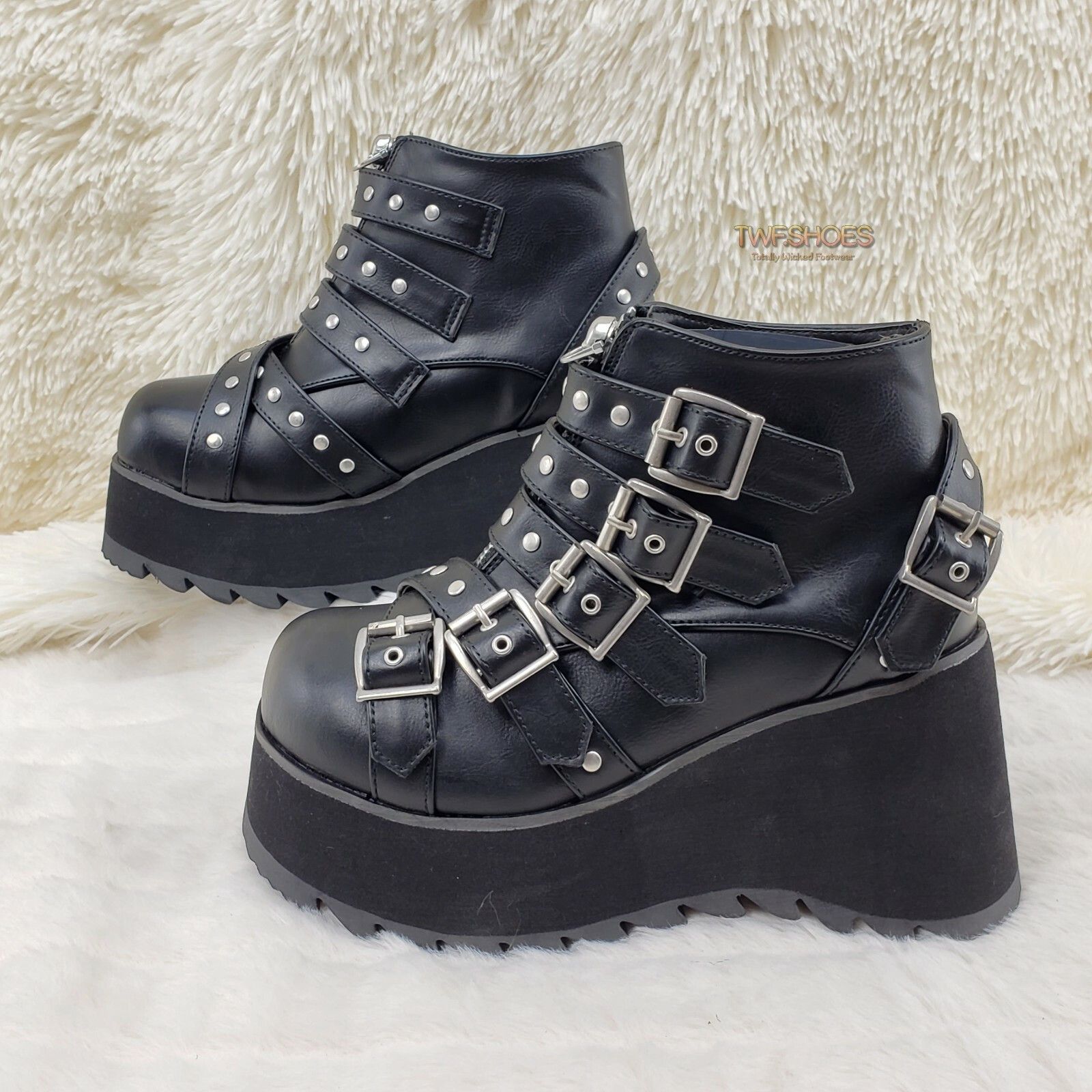 Other DEMONIA Scene 30 Black Platform Goth Punk Ankle Boots NY (U Size US 9 / IT 39 - 5 Thumbnail