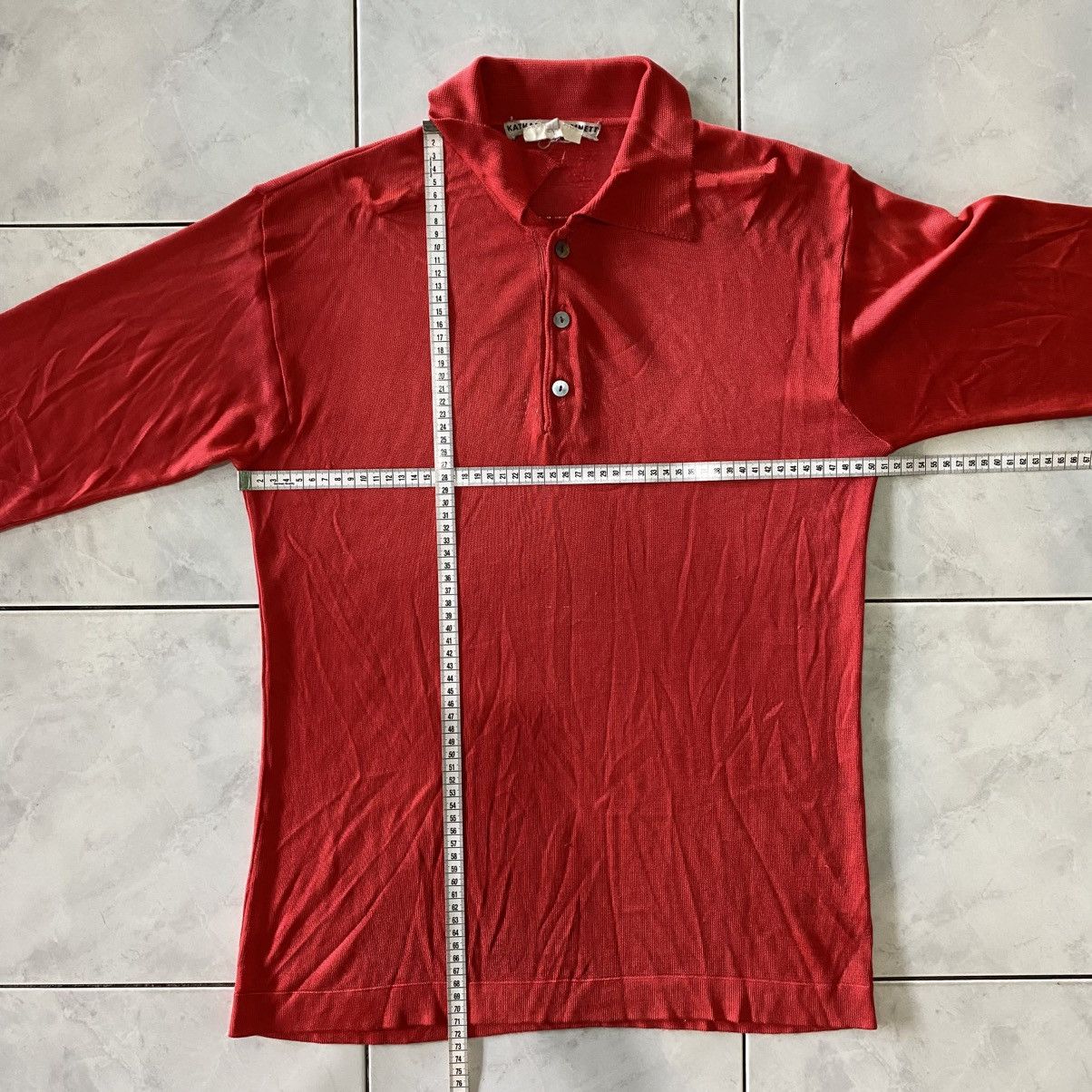 Katharine Hamnett London Katharine Hamnett London Red Buttoned Polo Minimalist Style Size US L / EU 52-54 / 3 - 16 Thumbnail