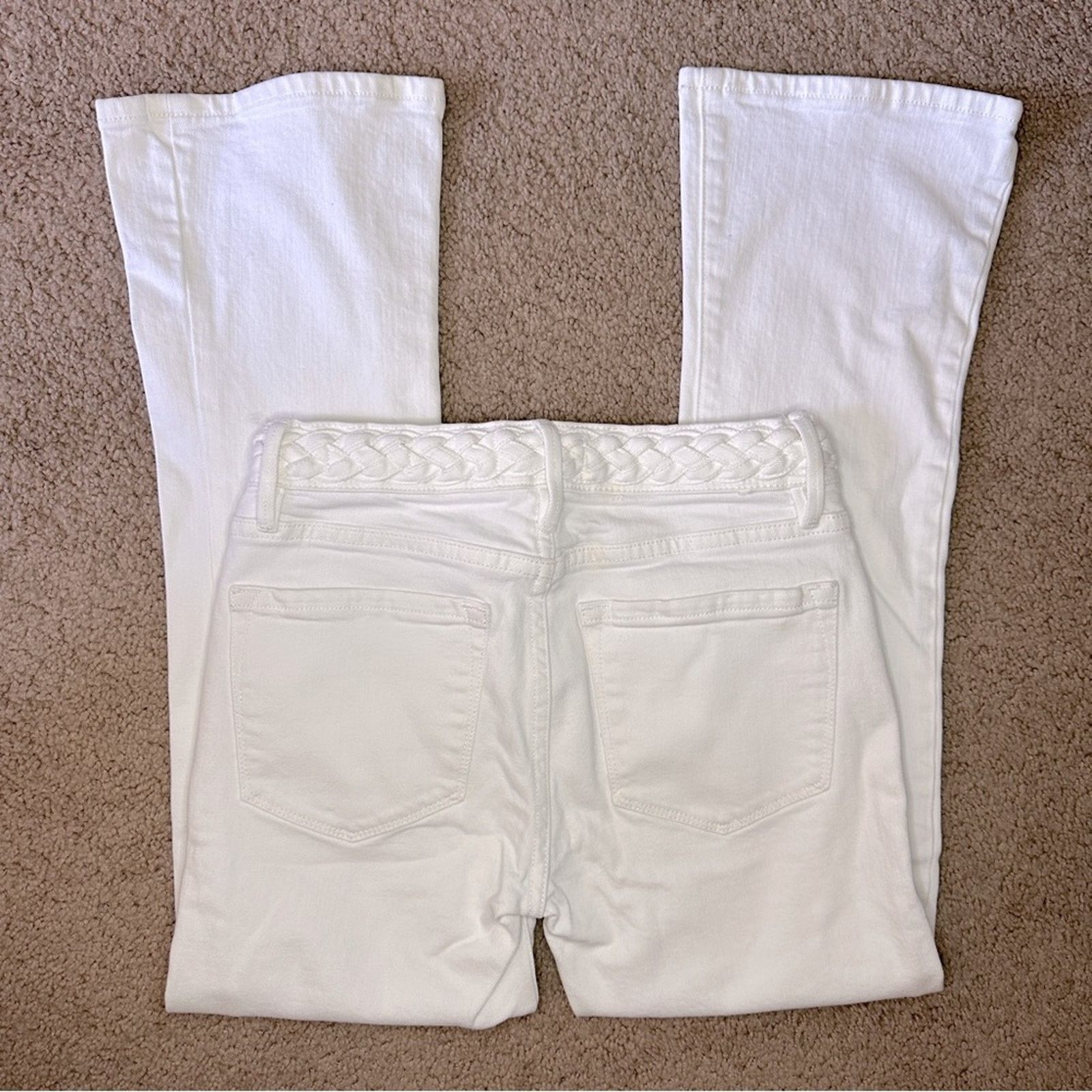 Frame FRAME Braided Crop Mini Boot Cut Jeans in Blanc White Sz. 23 Size 23" - 8 Thumbnail