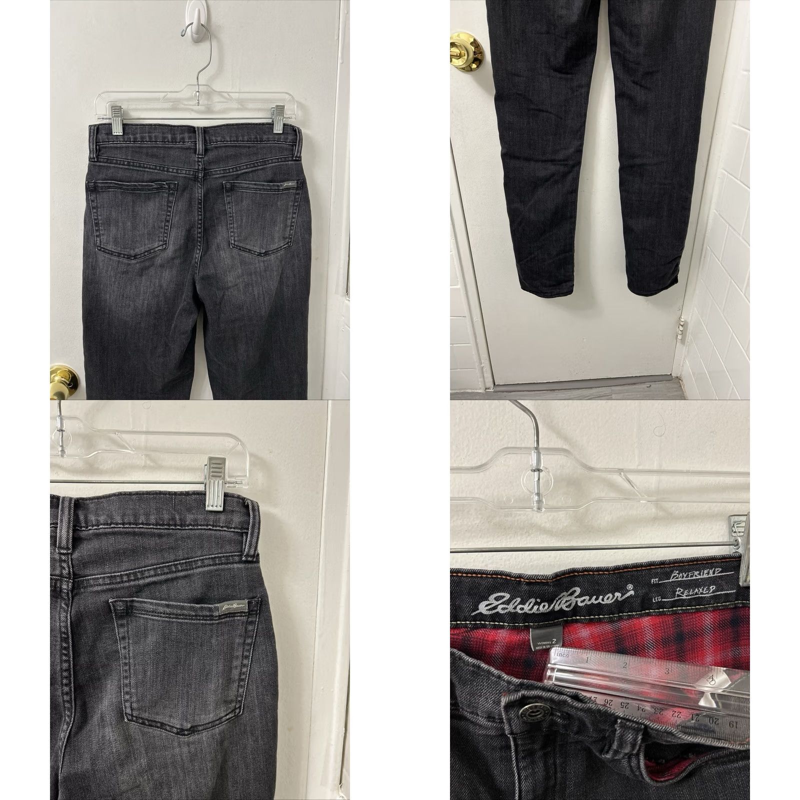 Eddie Bauer VINTAGE Eddie Bauer Flannel Lined Boyfriend Jeans Womens 2 Black Relaxed Denim Size 26" / US 2 / IT 38 - 8 Thumbnail