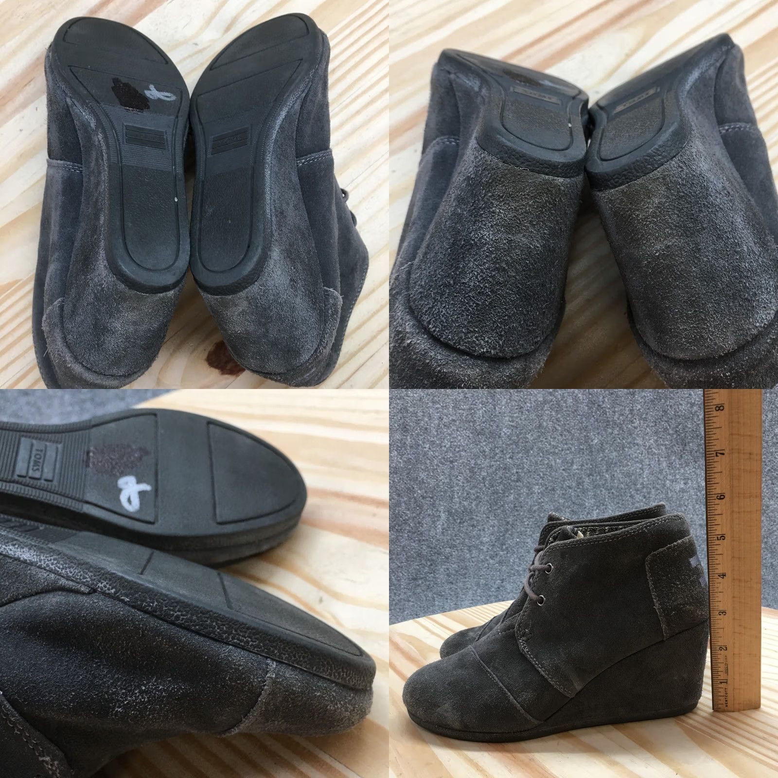 Toms Toms Boots Womens 6 Desert Ankle Booties Gray Suede Lace Up Wedge Casual Size US 6 / IT 36 - 9 Thumbnail