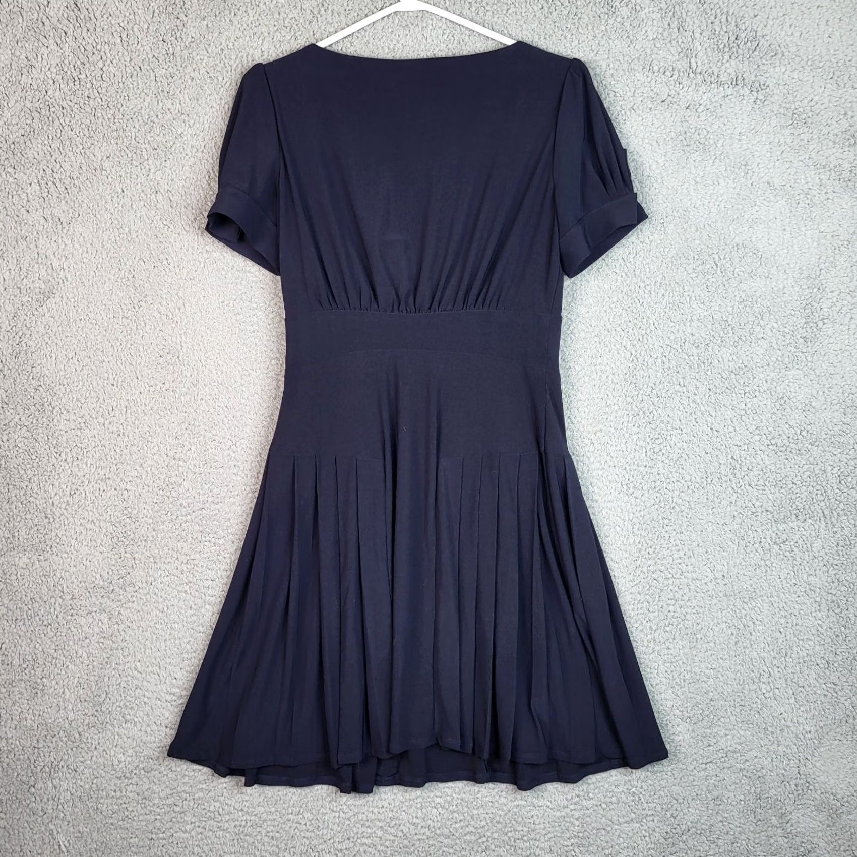 Essentials Essentials by A.B.S Navy blue pleated short sleeve Women's Dress XS Dress Blue Size 26" / US 2 / IT 38 - 7 Thumbnail