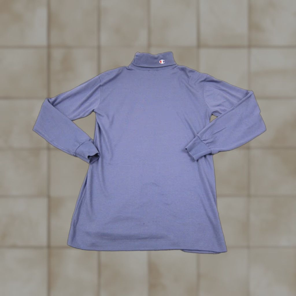 Champion VINTAGE Champion Shirt Mens Large Purple Mock Neck Long Sleeve 90s Logo Embroidered Cotton T-Shirt Size US L / EU 52-54 / 3 - 1 Thumbnail