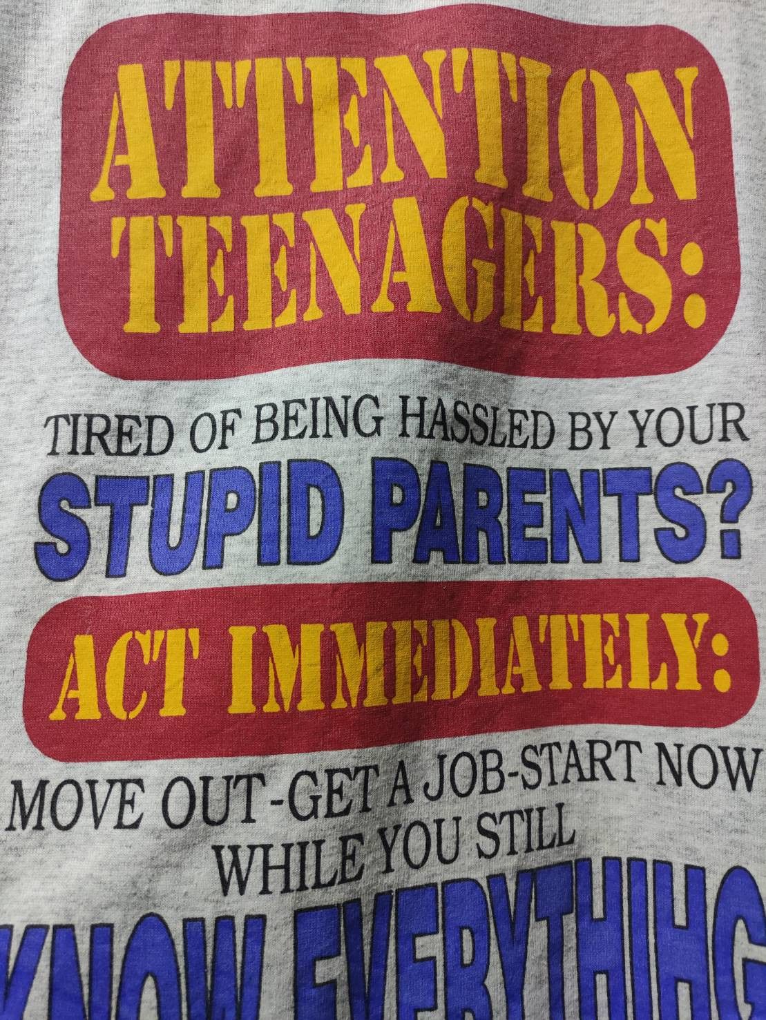Vintage Vtg 90's Attention Teenagers Cropped Made in USA T-Shirt Size US L / EU 52-54 / 3 - 3 Thumbnail
