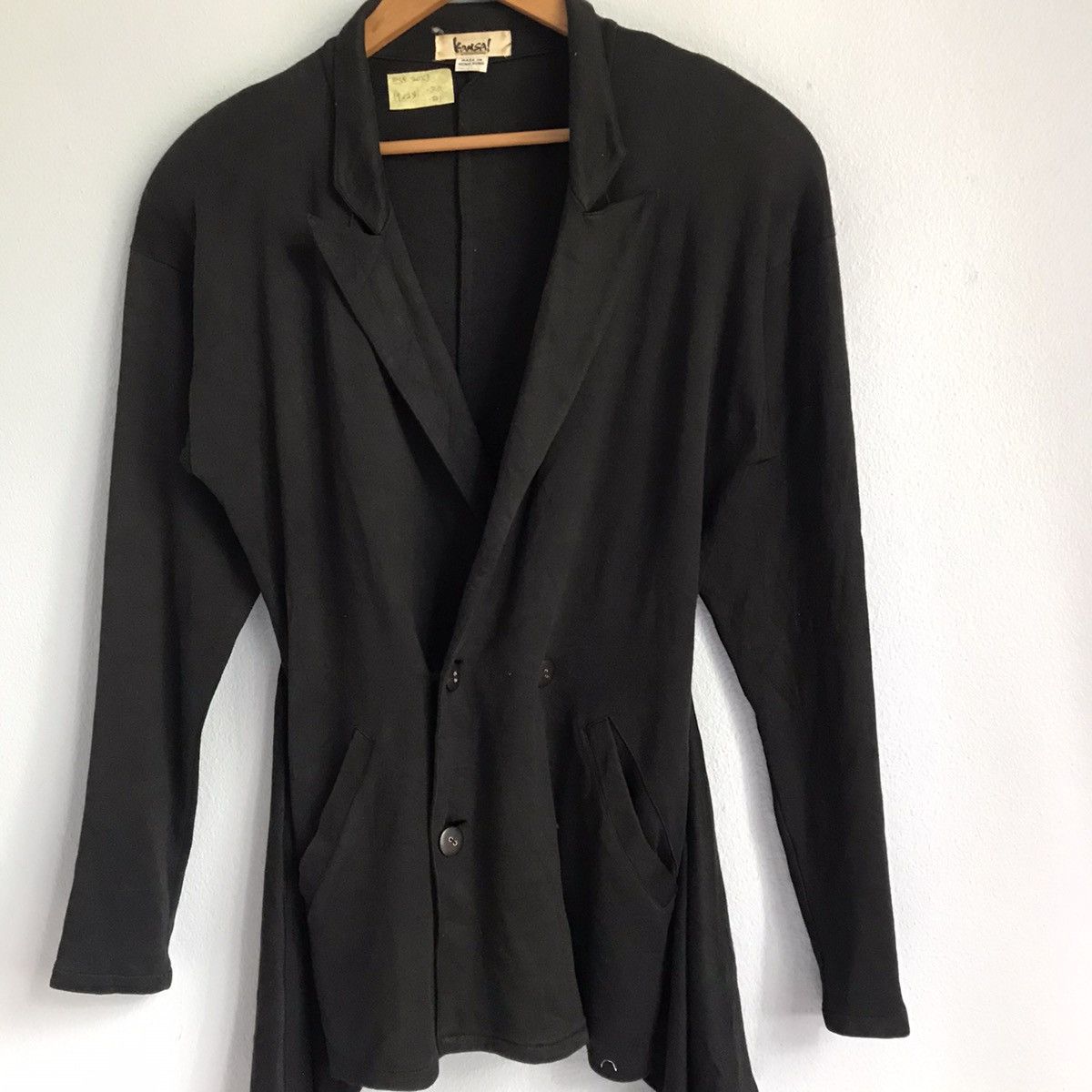 Designer × Kansai Yamamoto × Yohji Yamamoto Vintage yamamoto kansai cardigan button black stretch coat Size M / US 6-8 / IT 42-44 - 3 Thumbnail