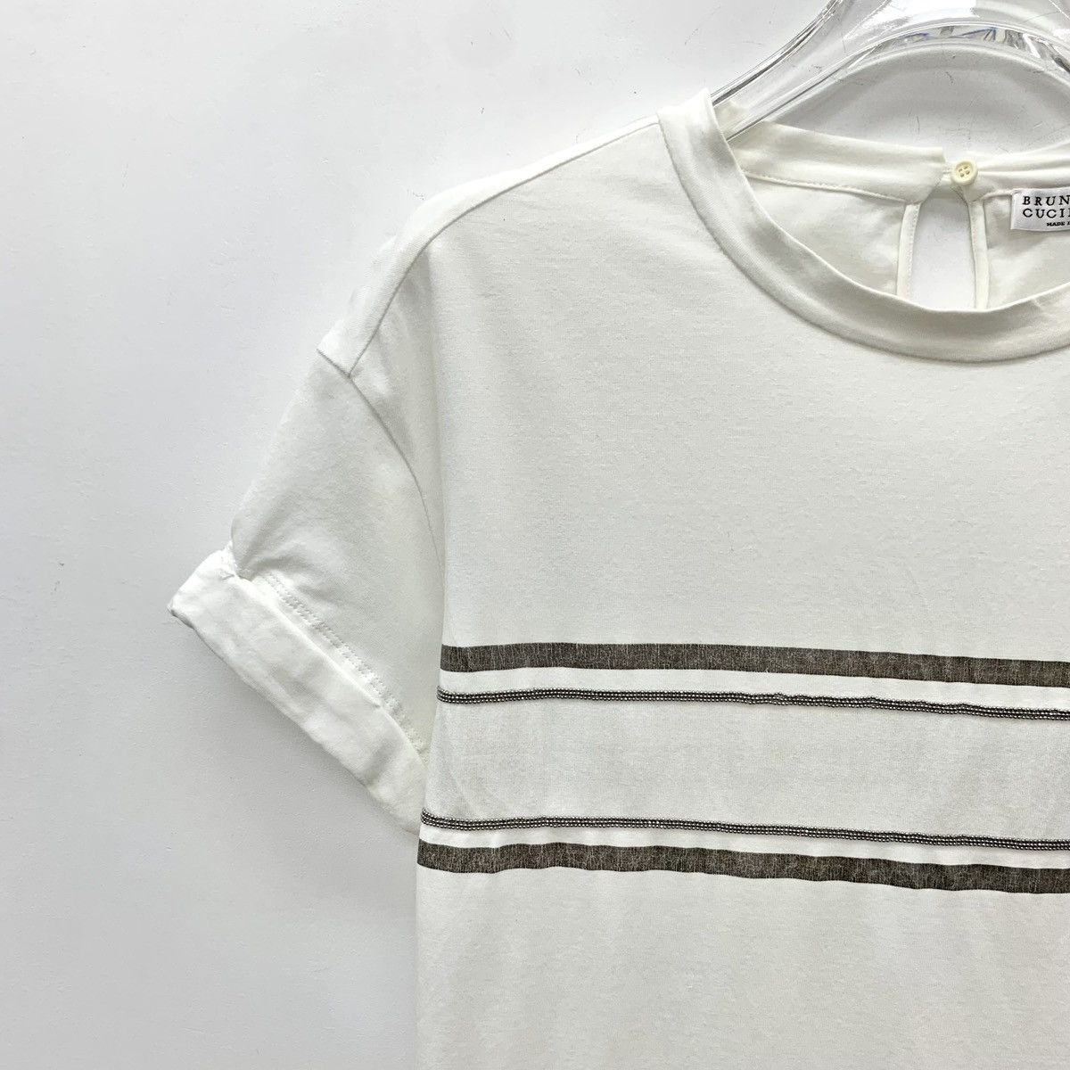 Brunello Cucinelli Brunello Cucinelli Striped Beaded Short Sleeve T-shirt K26WX Size XS / US 0-2 / IT 36-38 - 3 Thumbnail