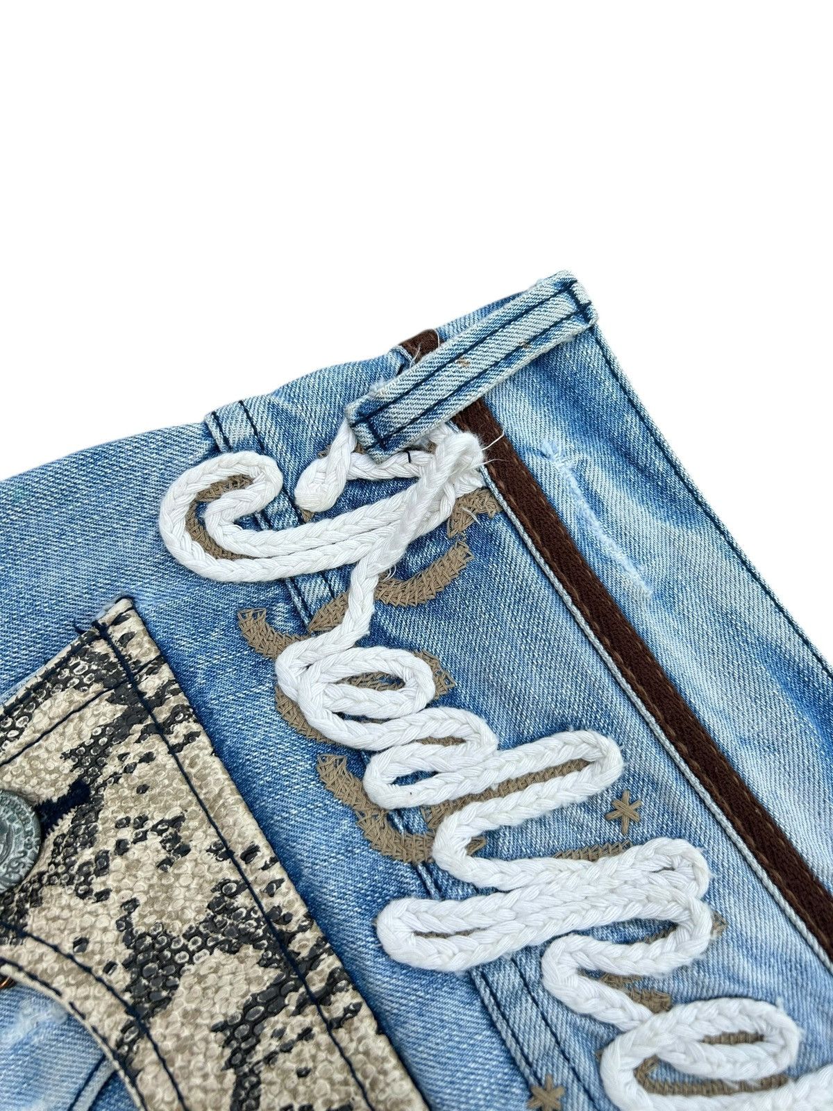 Kapital Red Pepper Japan Studded Snake Skin pocket Distressed Denim Size US 34 / EU 50 - 6 Thumbnail