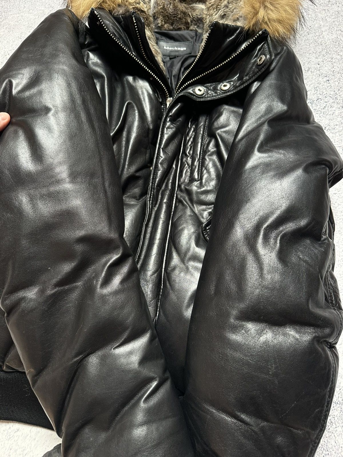 Mackage Mackage Glen Leather Bomber With Hooded Bib And Fur Trim Size US M / EU 48-50 / 2 - 8 Thumbnail