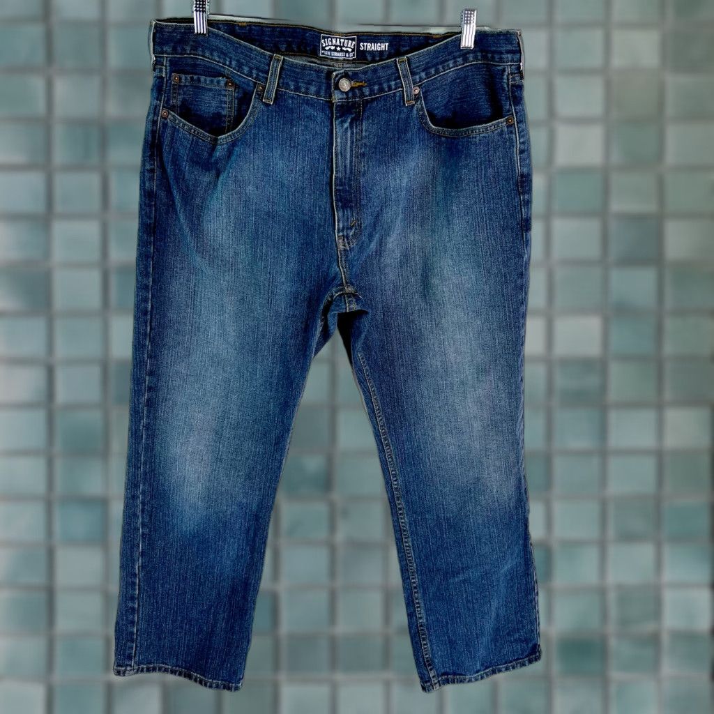 Vintage Signature By Levi Strauss & Co. Mens Mid Rise Straight Blue Denim Jeans Sz 40X30 Size US 40 / EU 56 - 1 Thumbnail