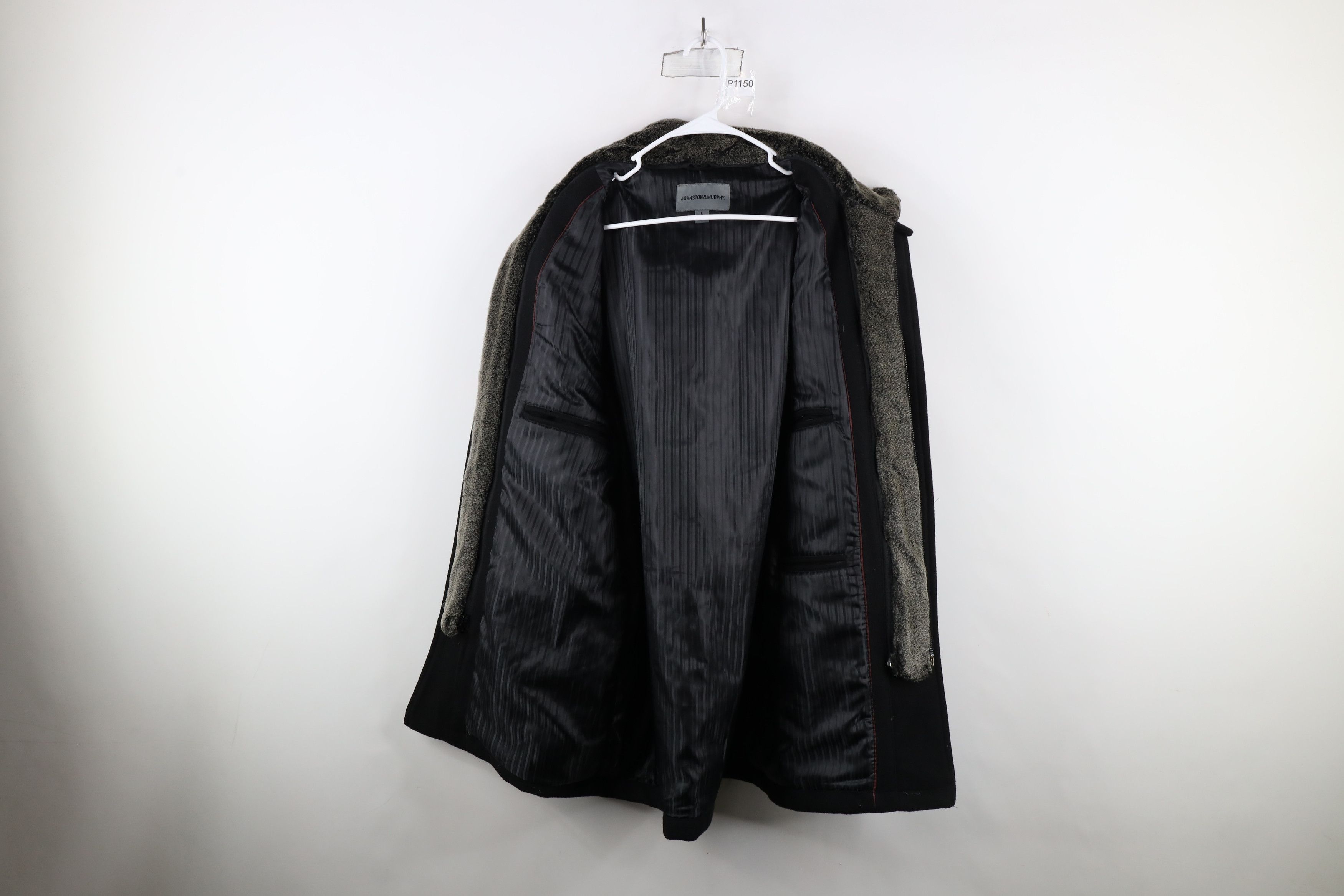 Johnston & Murphy × Vintage Johnston & Murphy Wool Cashmere Button Car Coat Jacket Black Size US L / EU 52-54 / 3 - 9 Thumbnail