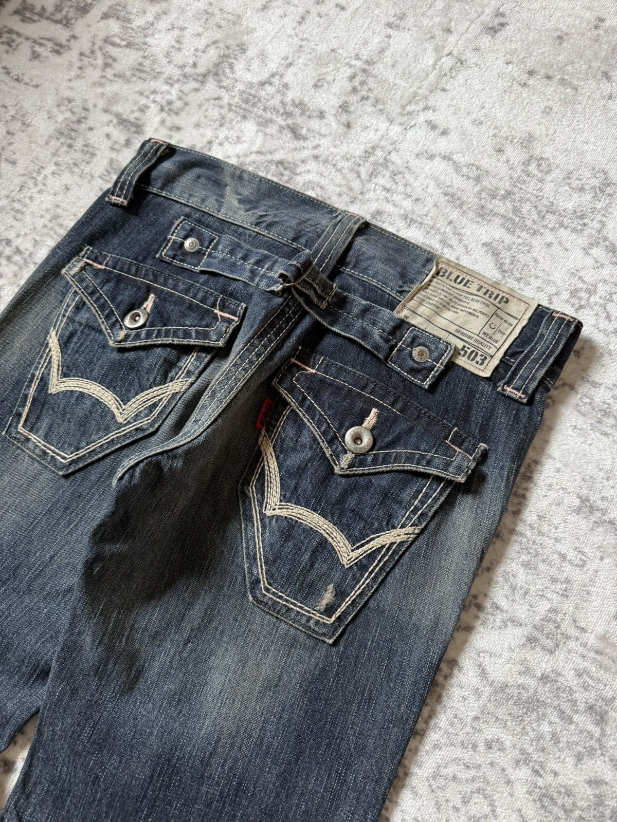 Le Grande Bleu (L.G.B.) Edwin 503 Japan Muddy Wash Flared Jeans Size US 28 / EU 44 - 12 Thumbnail