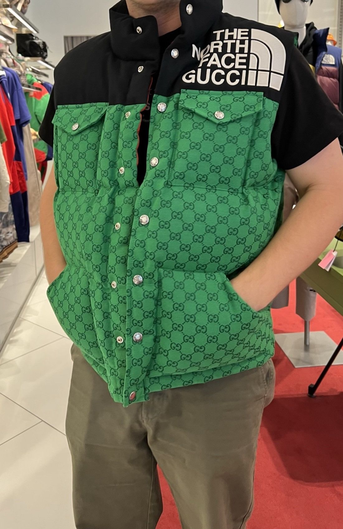 Gucci × The North Face Gucci x North Face GG Monogram Padded Vest Size US M / EU 48-50 / 2 - 7 Thumbnail